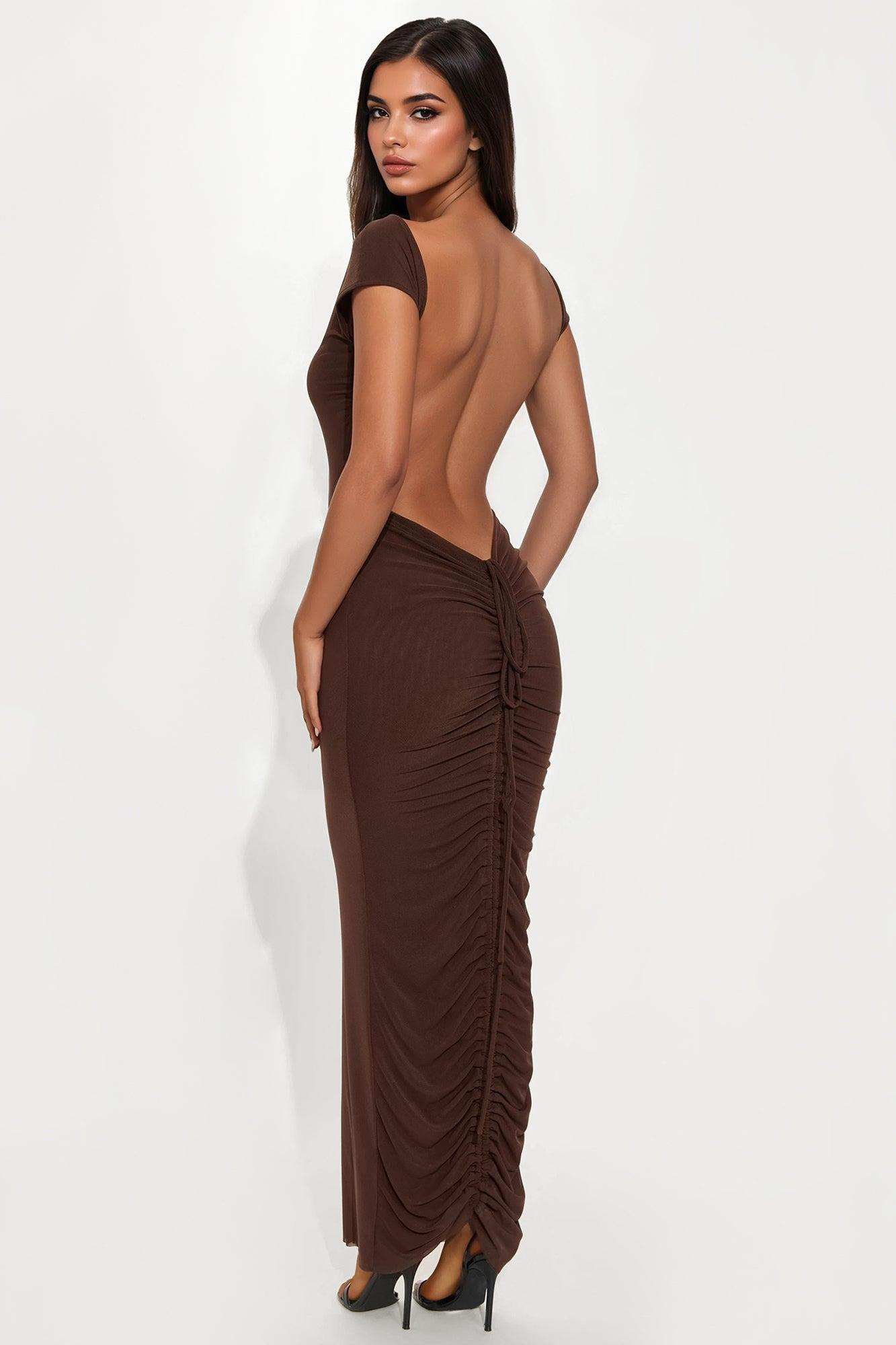 Halo Backless Maxi Dress - Brown Female Product Image