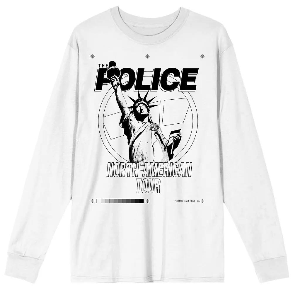 Men's The Police Lady Liberty North American Tour Long Sleeve Graphic Tee, Size: XXL, White Product Image