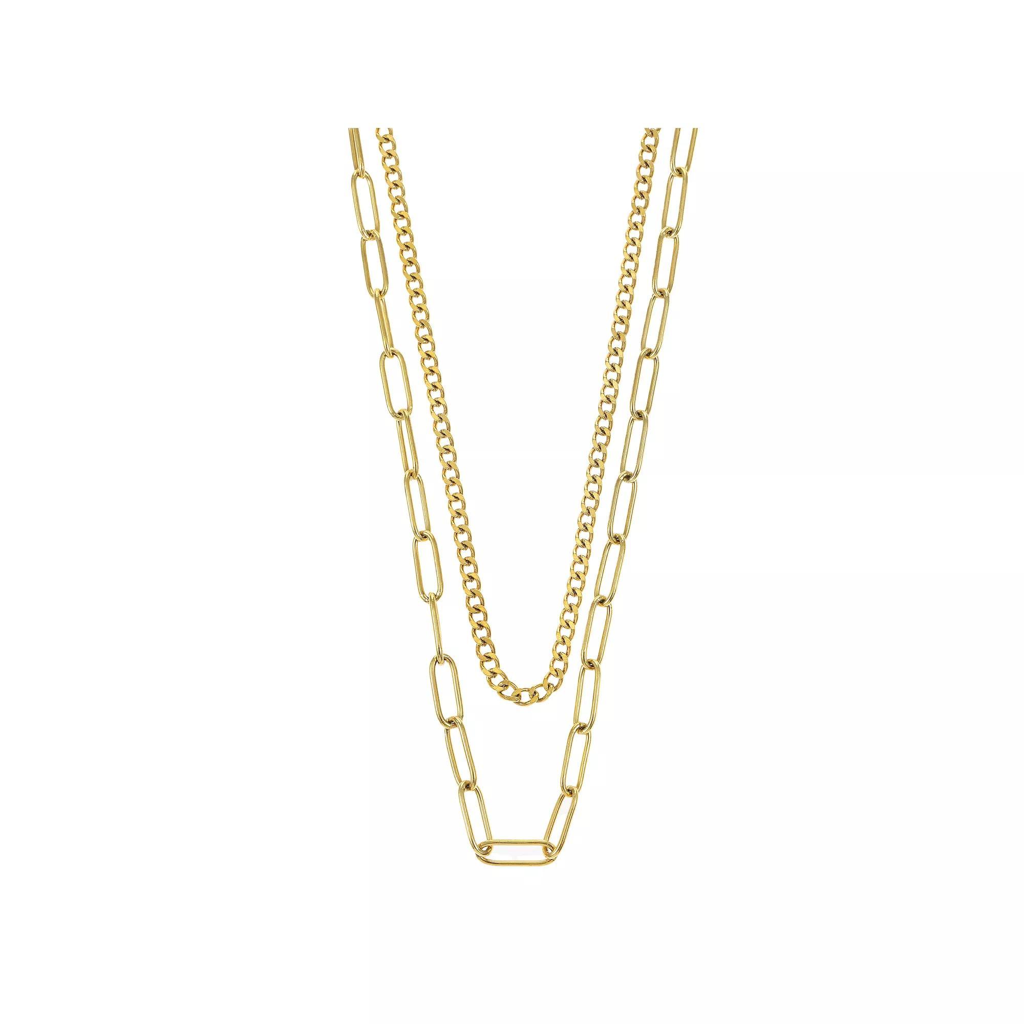 City Luxe Gold Tone Duo Chain Necklace, Women's, Size: 16/18+3" Product Image