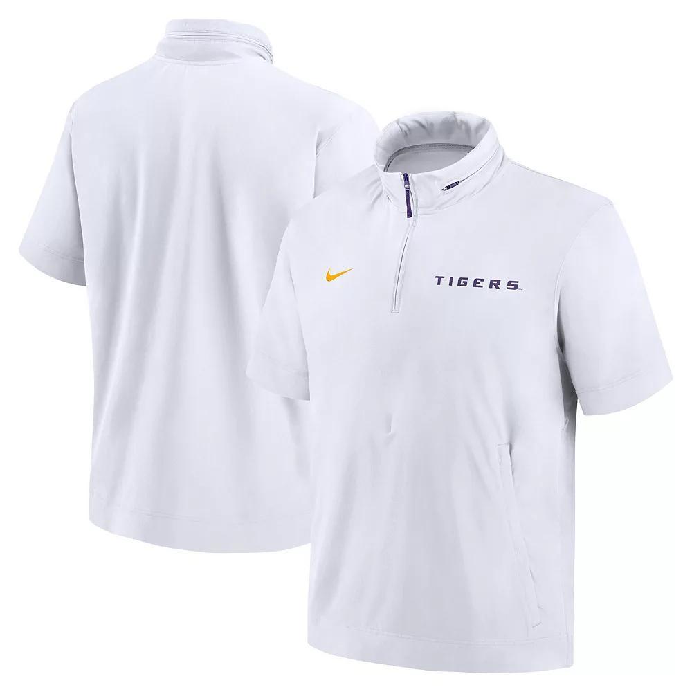 Men's Nike White Clemson Tigers 2024 Sideline Coach Short Sleeve Half-Zip Hoodie Jacket, Size: Medium Product Image
