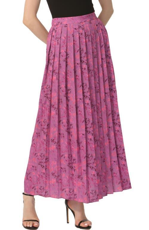 Kimi & Kai Women's Print Box Pleat Maxi Skirt in Purple Pink at Nordstrom, Size X-Large Product Image