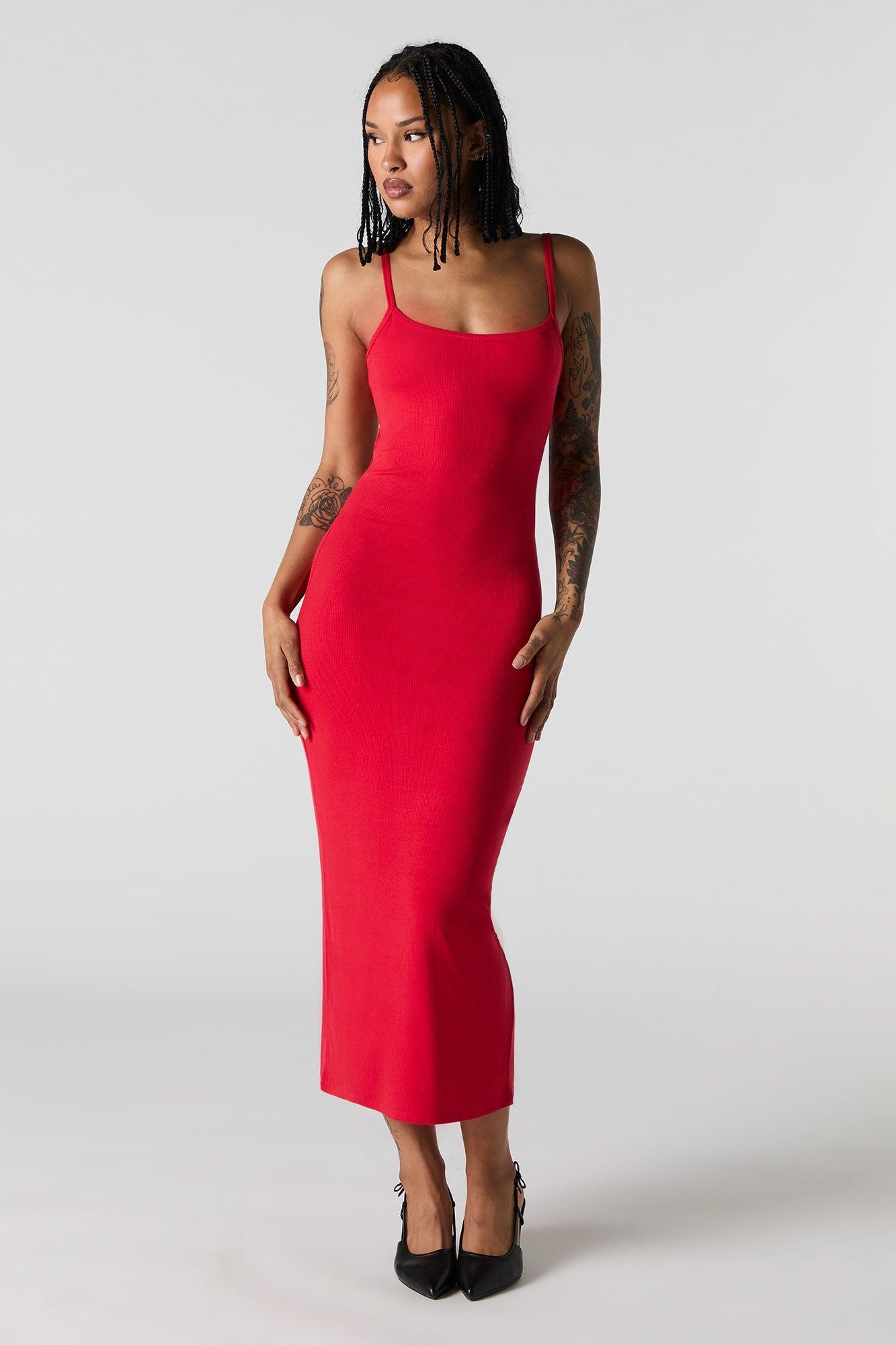 Ribbed Back Cut-Out Midi Dress Female Product Image