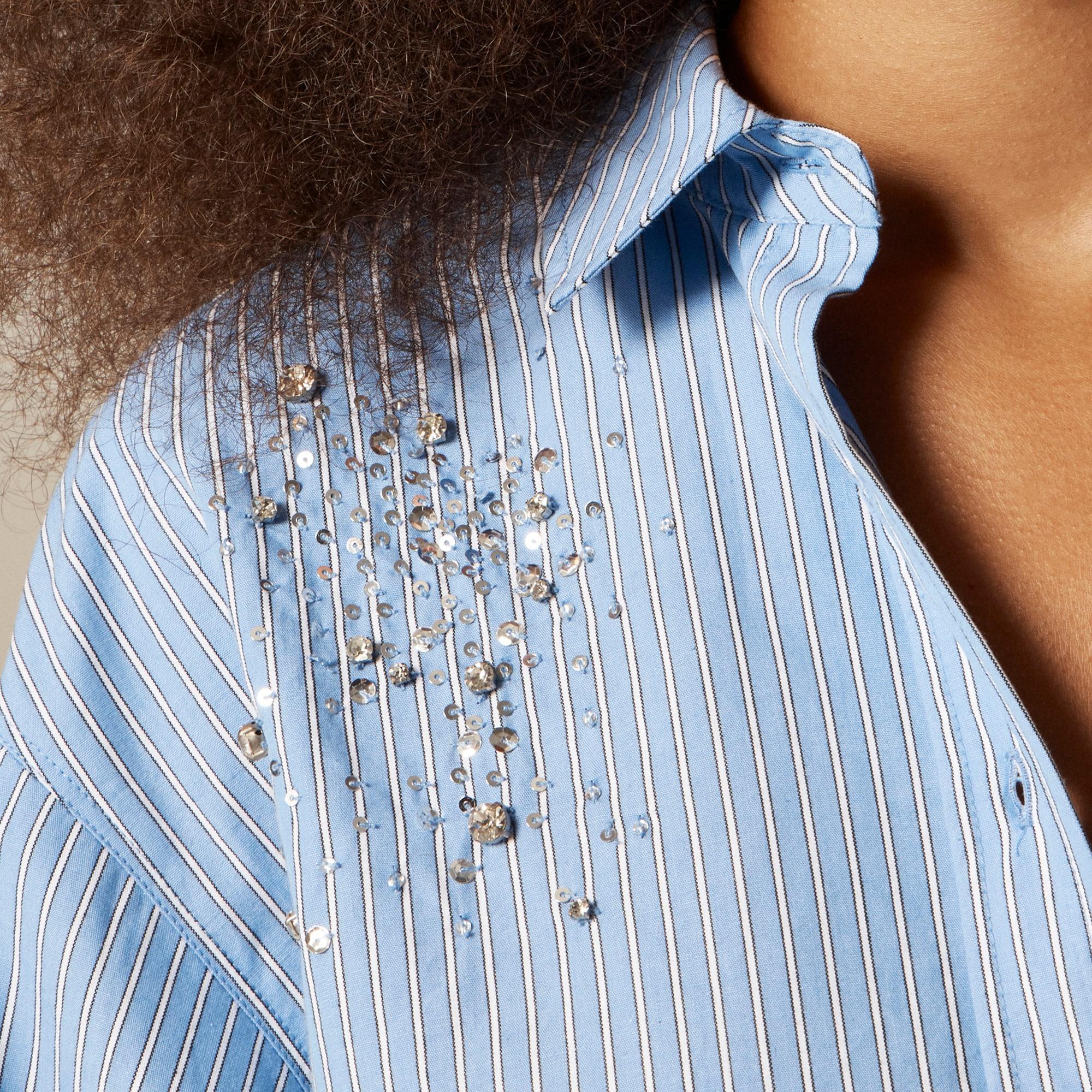 Étienne cropped button-up shirt with embellishments in stripe Product Image