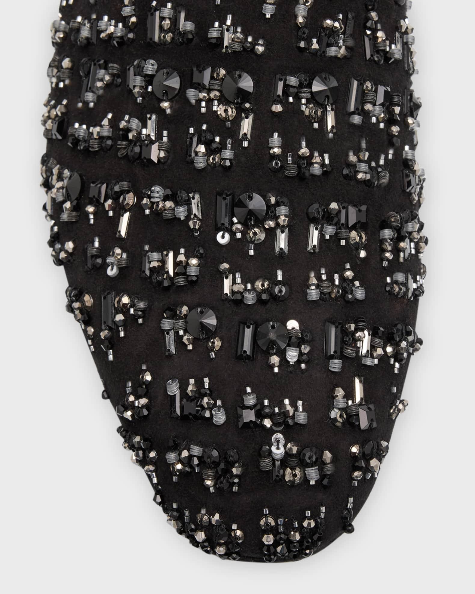 Men's Suede Bead-Embellished Smoking Slippers Product Image