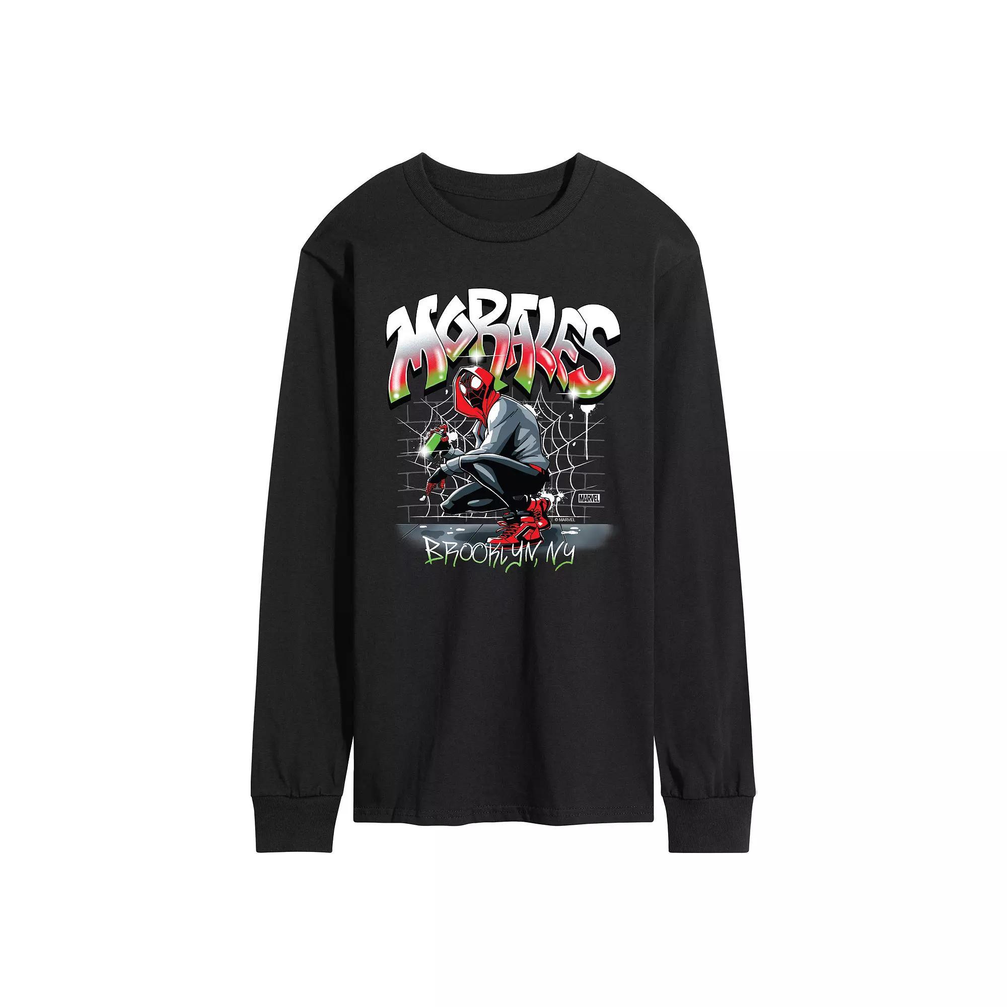 Mens Marvel Spider-Man Miles Morales Long Sleeve Graphic Tee Product Image
