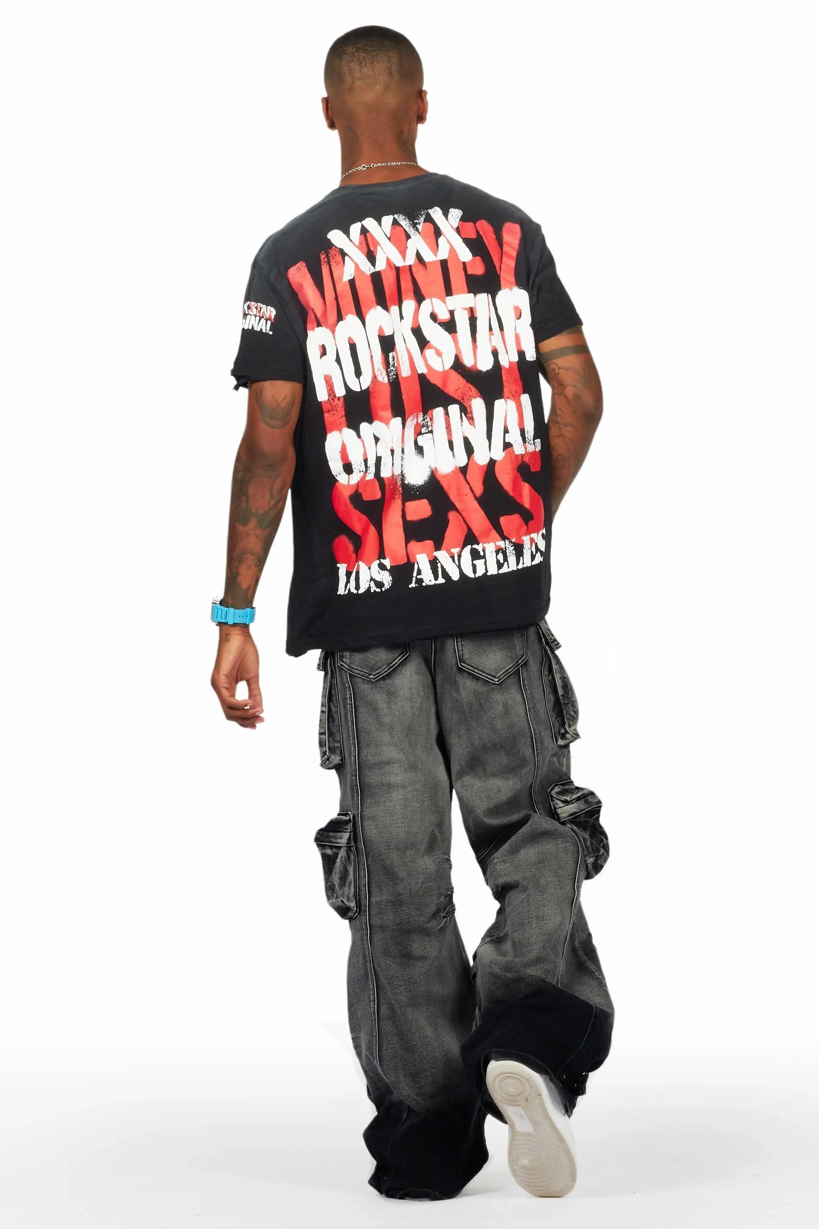Mahesh Dark Grey Wash Baggy Cargo Jean Male Product Image