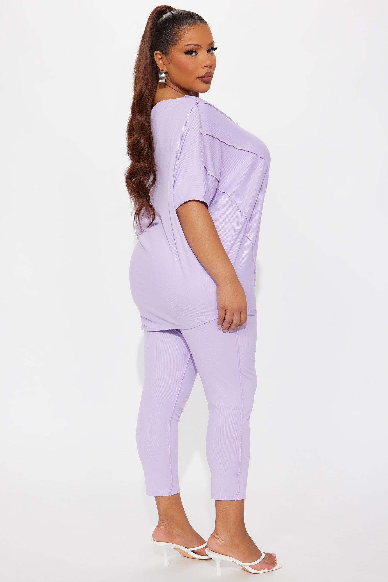 Becca Off Shoulder Ribbed Pant Set - Lavender Product Image