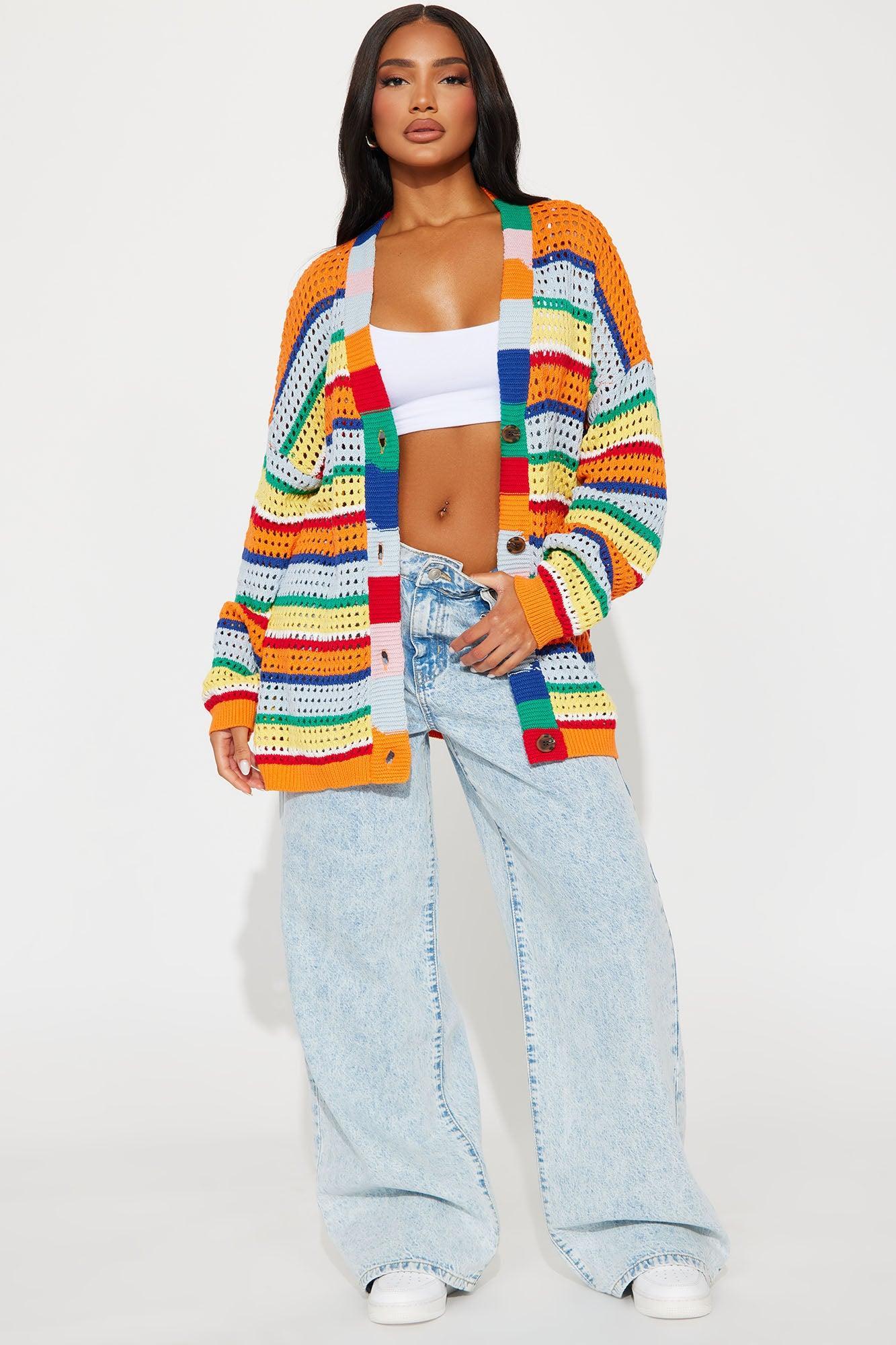 Standing Out Crochet Cardigan - Multi Color Product Image