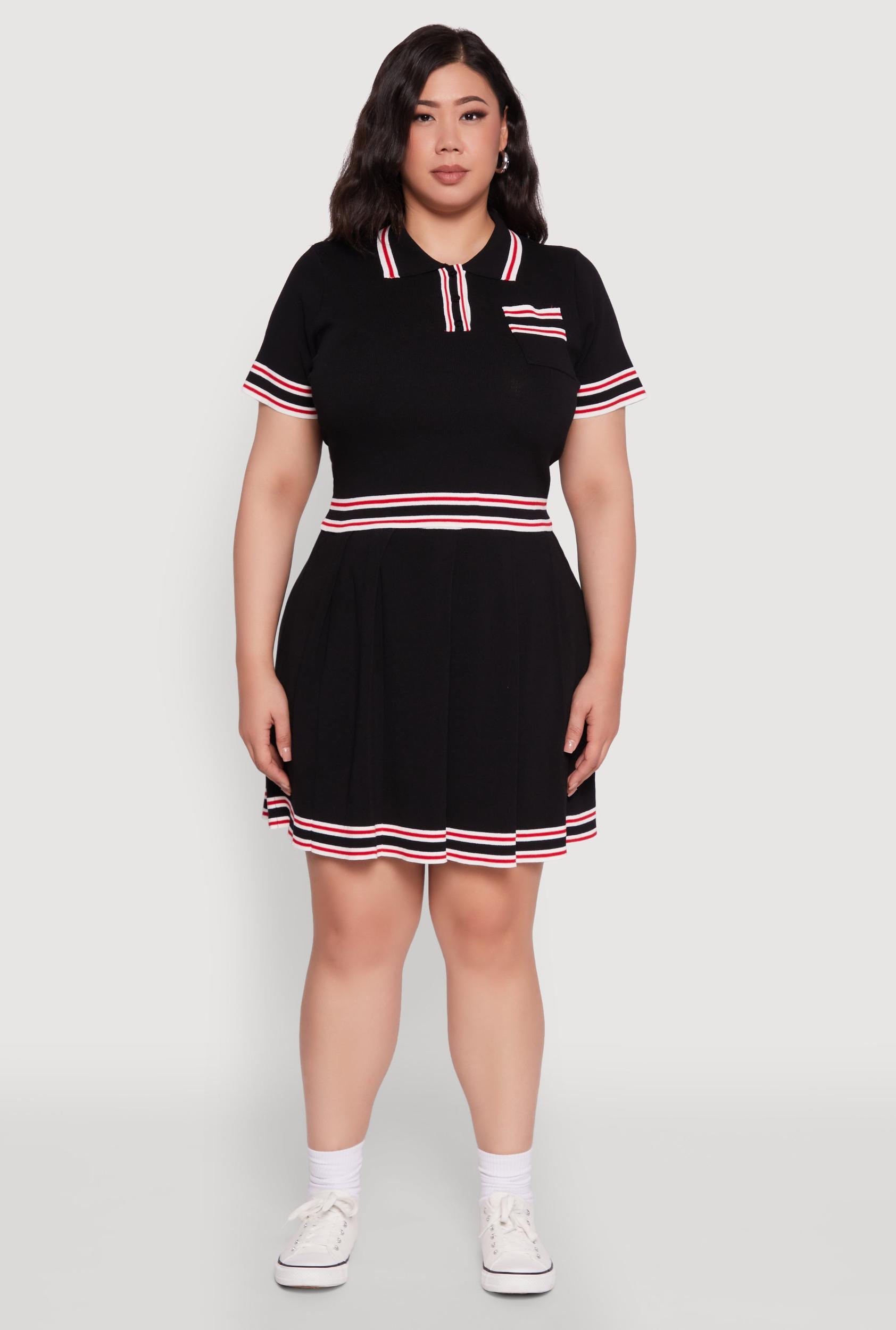 Plus Size Daisy Varsity Stripe Pleated Skirt Female Product Image