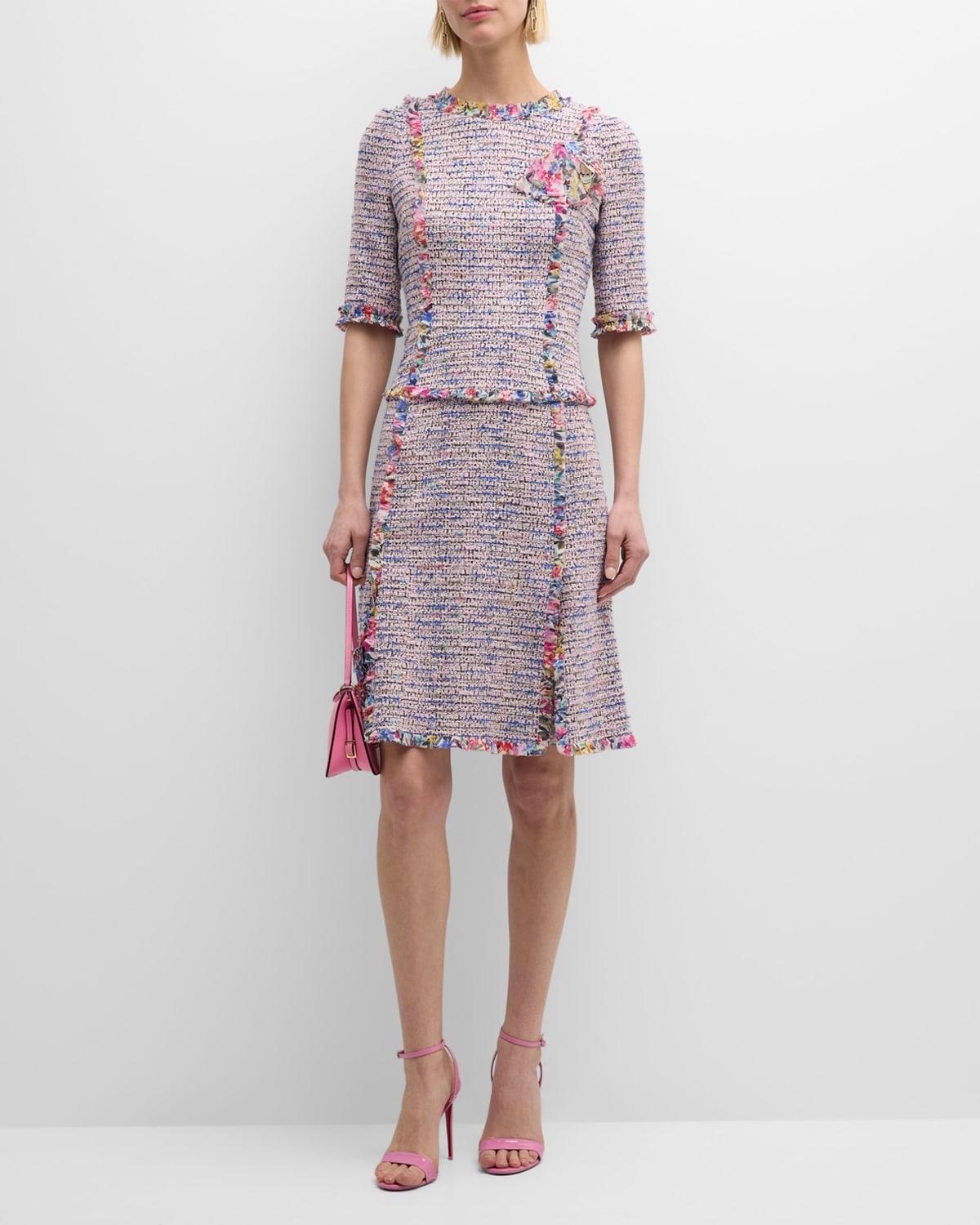 Womens Tweed Short-Sleeve Mini-Dress Product Image