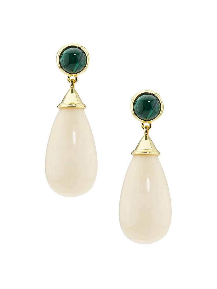 Womens 18K-Gold-Plated & Mixed-Media Drop Earrings Product Image
