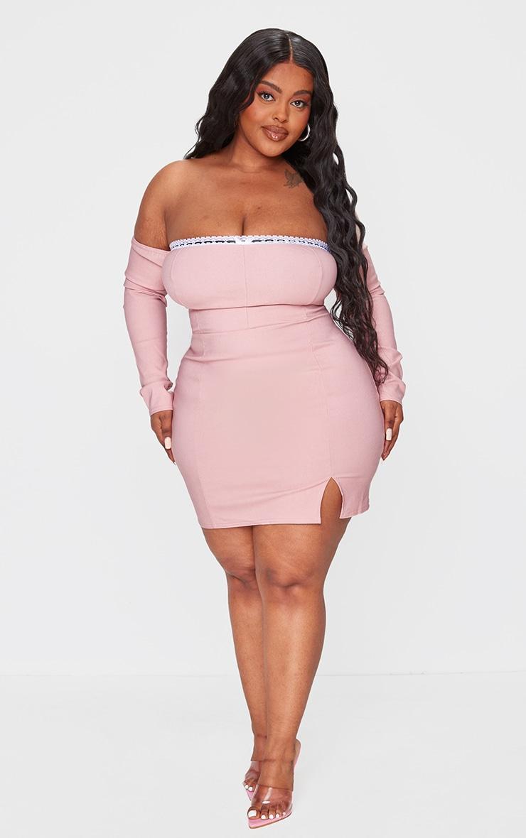Plus Pink Bardot Corset Detail Bodycon Dress Product Image