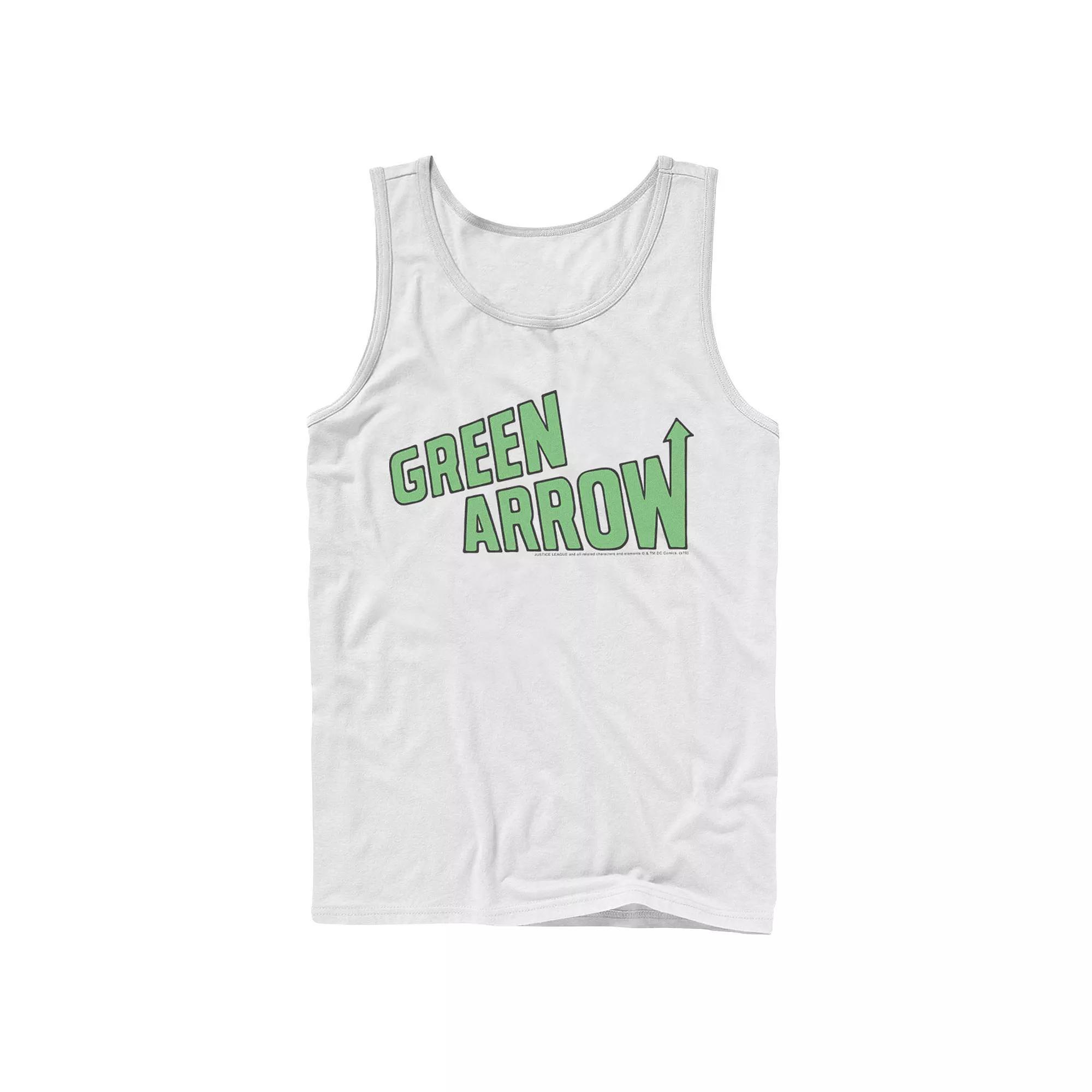 Men's DC Comics The Green Arrow Text Poster Tank Top, Size: Large, White Product Image