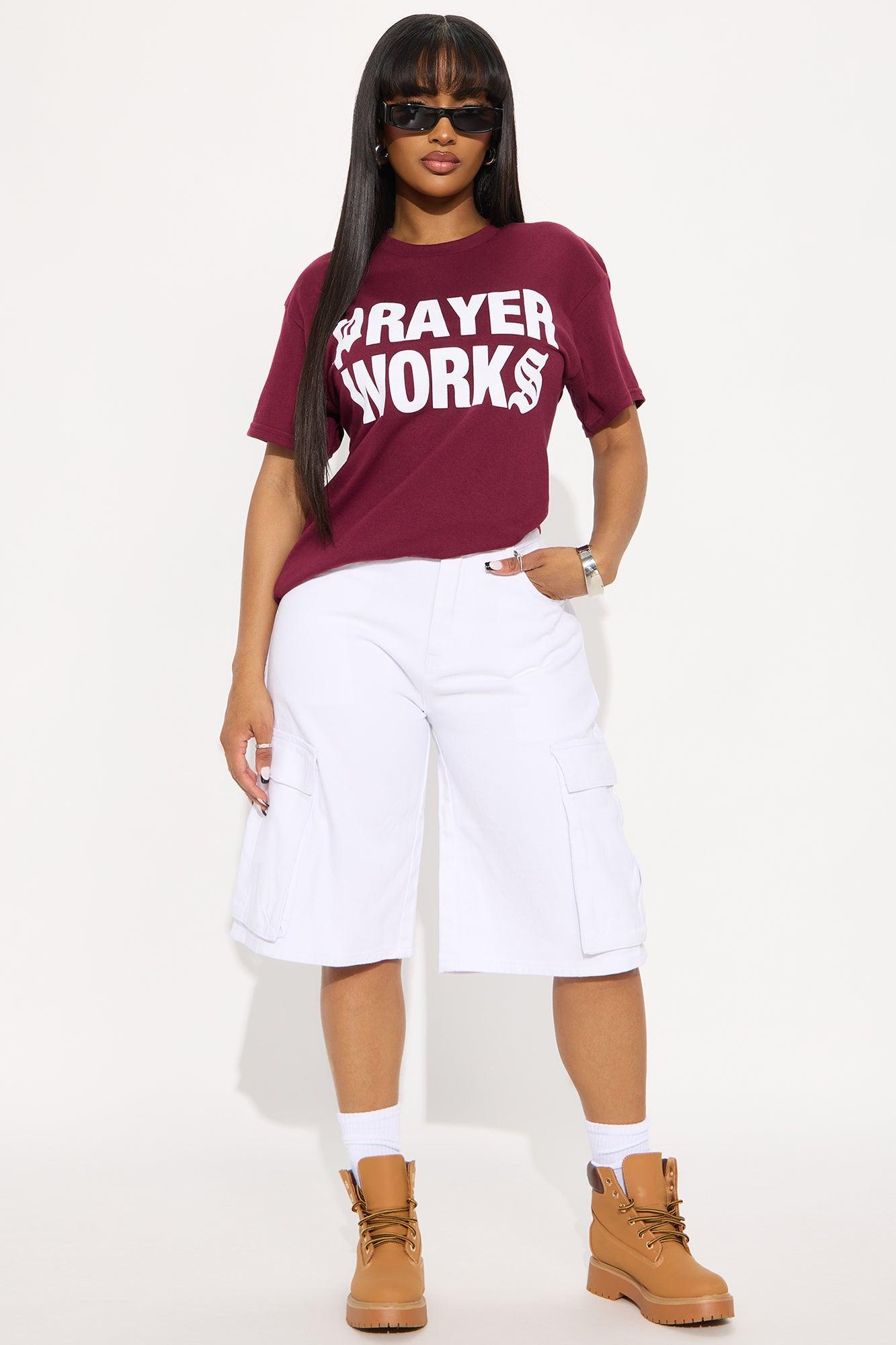 Prayer Works Oversized Tee - Burgundy Female Product Image
