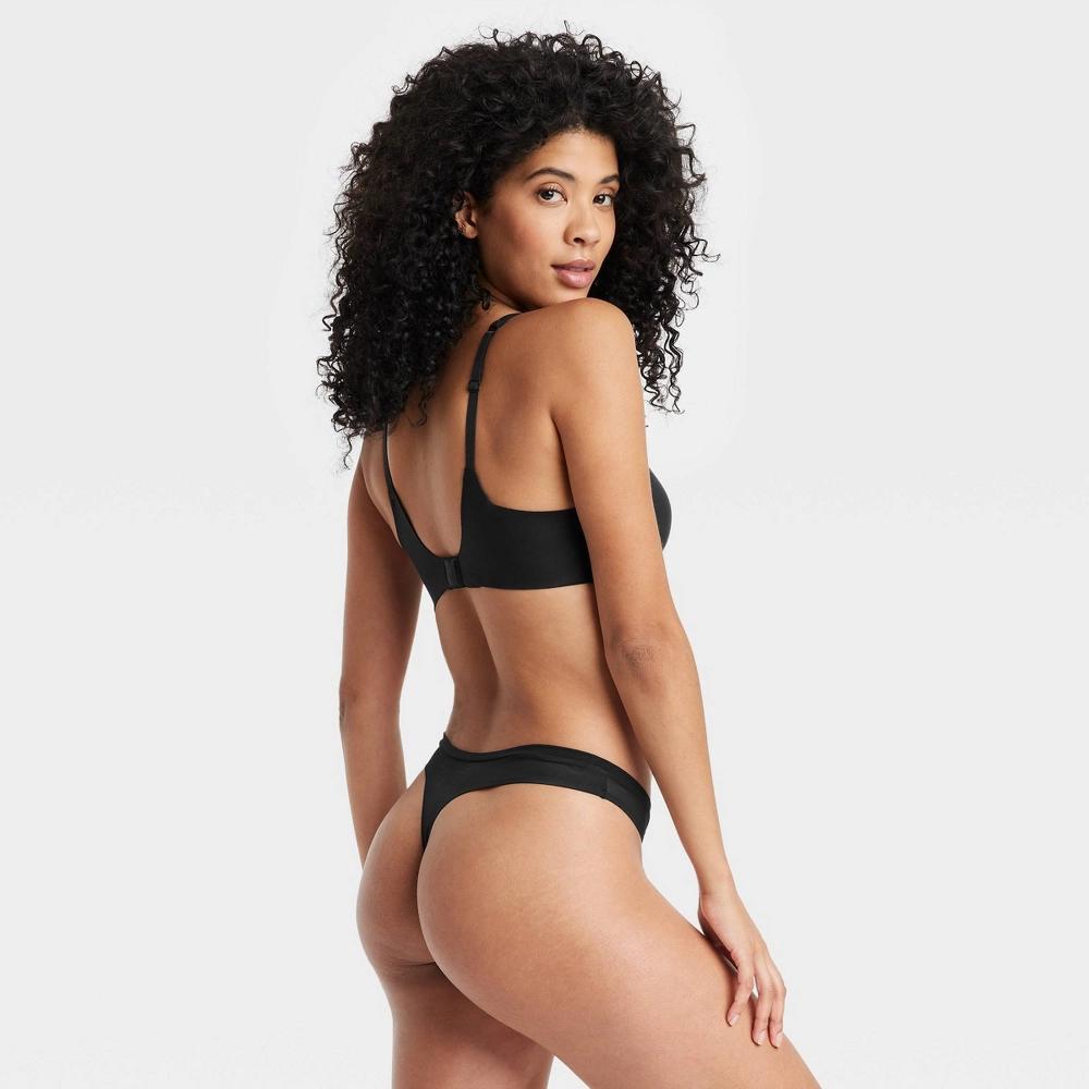 Women's Micro-Mesh Thong Underwear - Auden™ Black M: Nylon Spandex Blend, Cotton Gusset, Mid Rise, Lightweight, Machine Washable Product Image