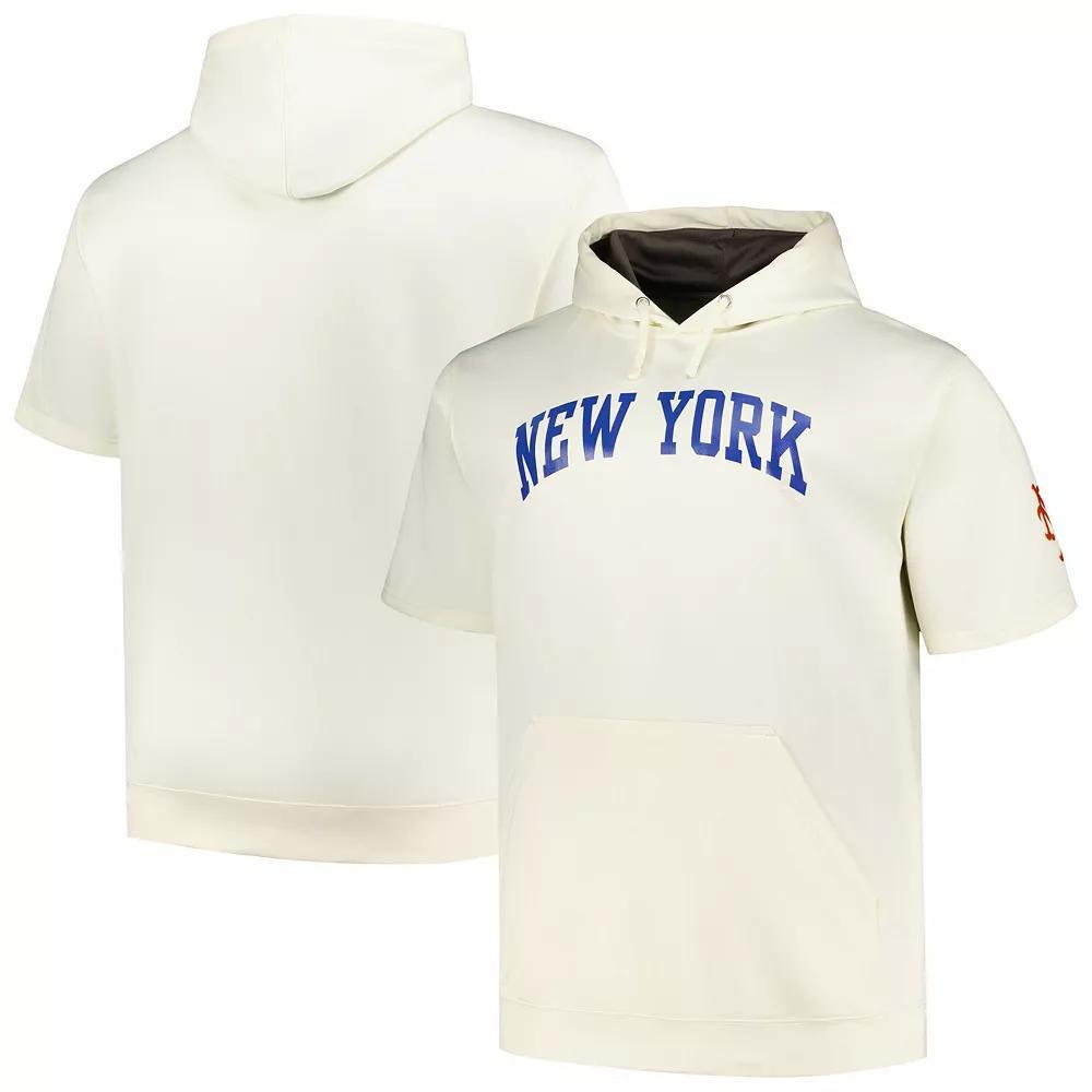 Men's Profile Oatmeal New York Mets Big & Tall Contrast Short Sleeve Pullover Hoodie, Size: 4XB, Team Product Image