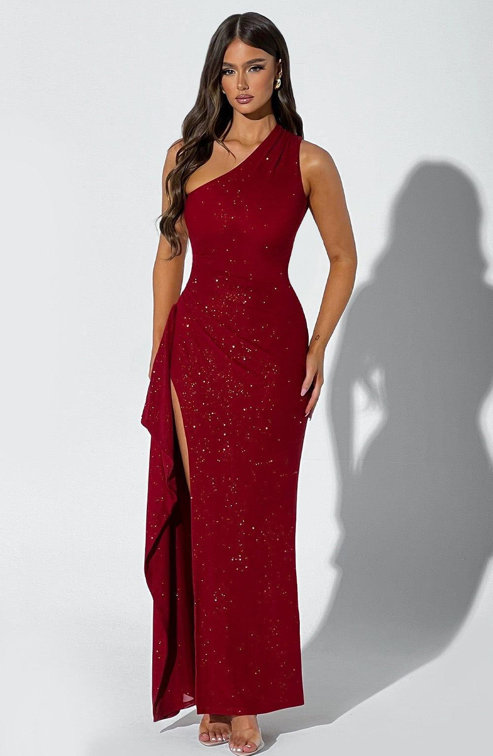 Genevieve Maxi Dress - Red Sparkle Product Image