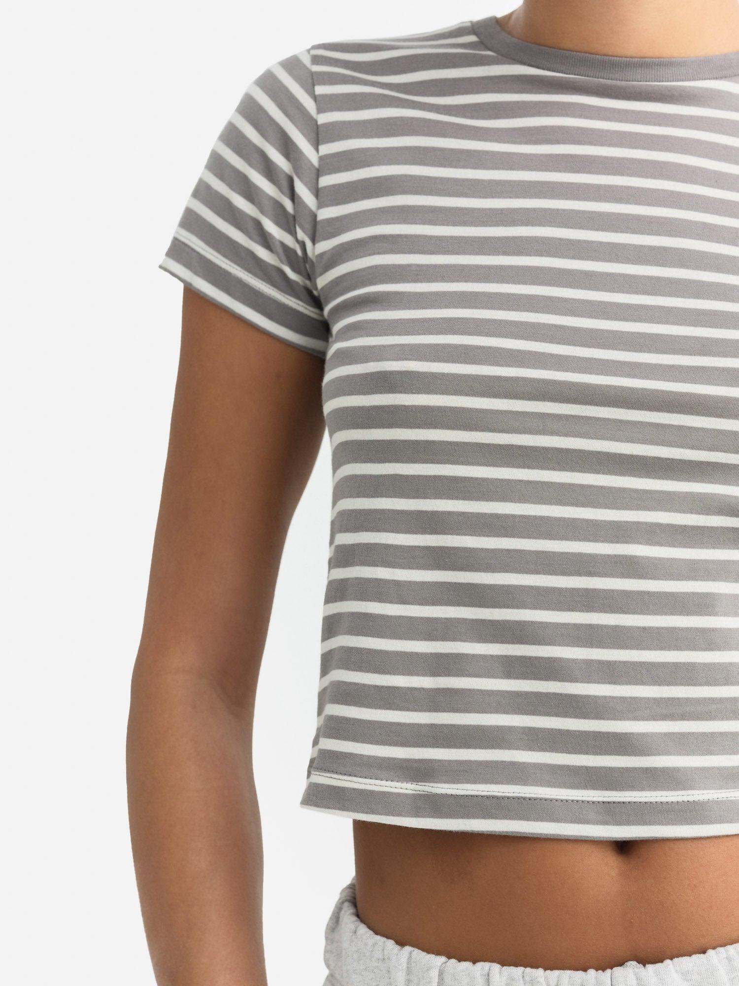 Organic Cotton Striped Shrunken Tee Female Product Image