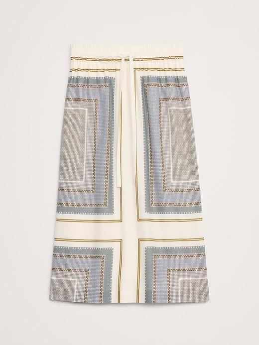 Cotton-Silk Drawstring Midi Skirt Product Image