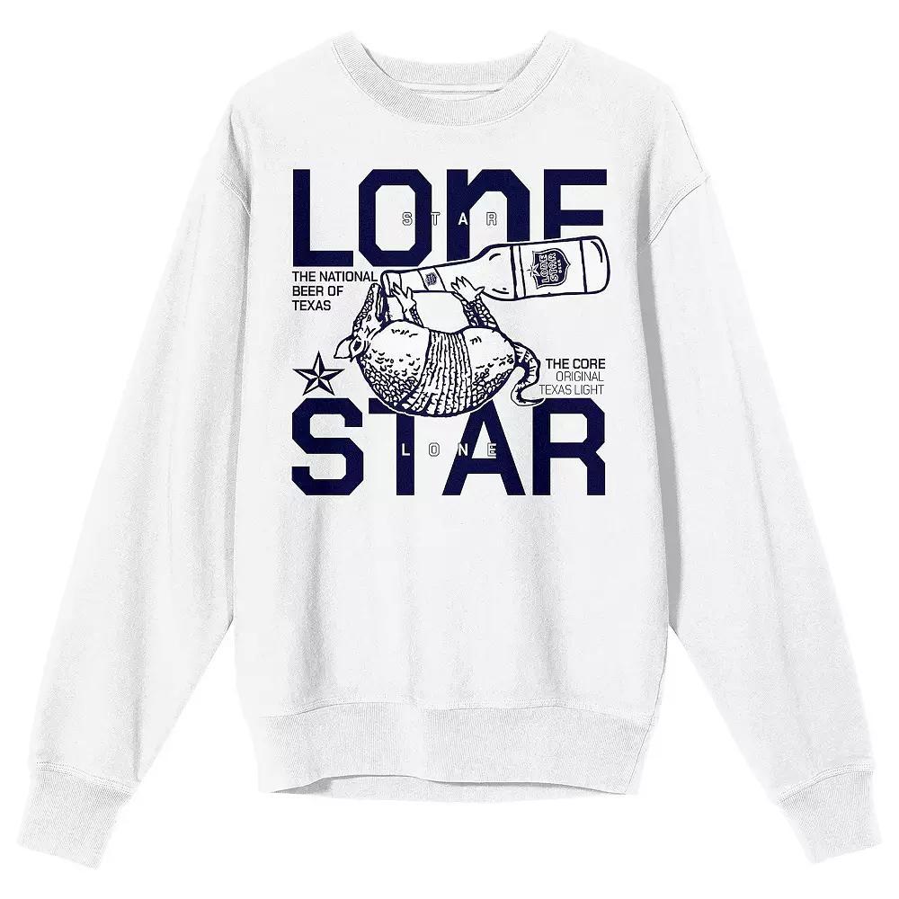 Men's Lone Star Beer Armadillo Drinking Long Sleeve Graphic Tee, Size: Medium, White Product Image