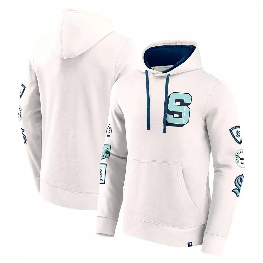 Mens Fanatics White Seattle Kraken Letterman Fleece Pullover Hoodie Product Image
