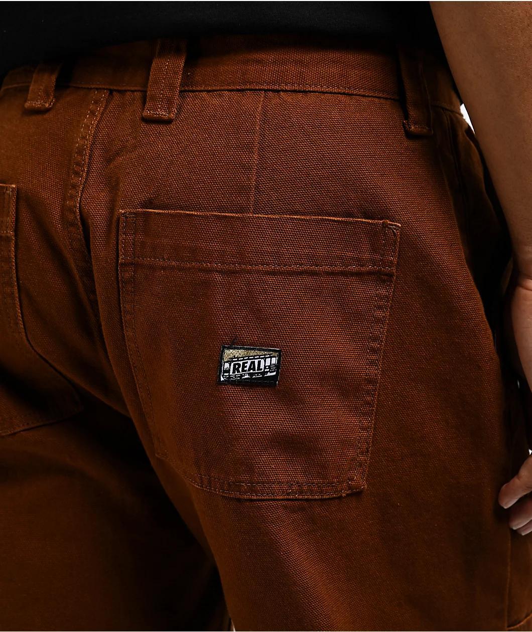 Real Tough Threads Double Knee Brown Loose Fit Pants Product Image
