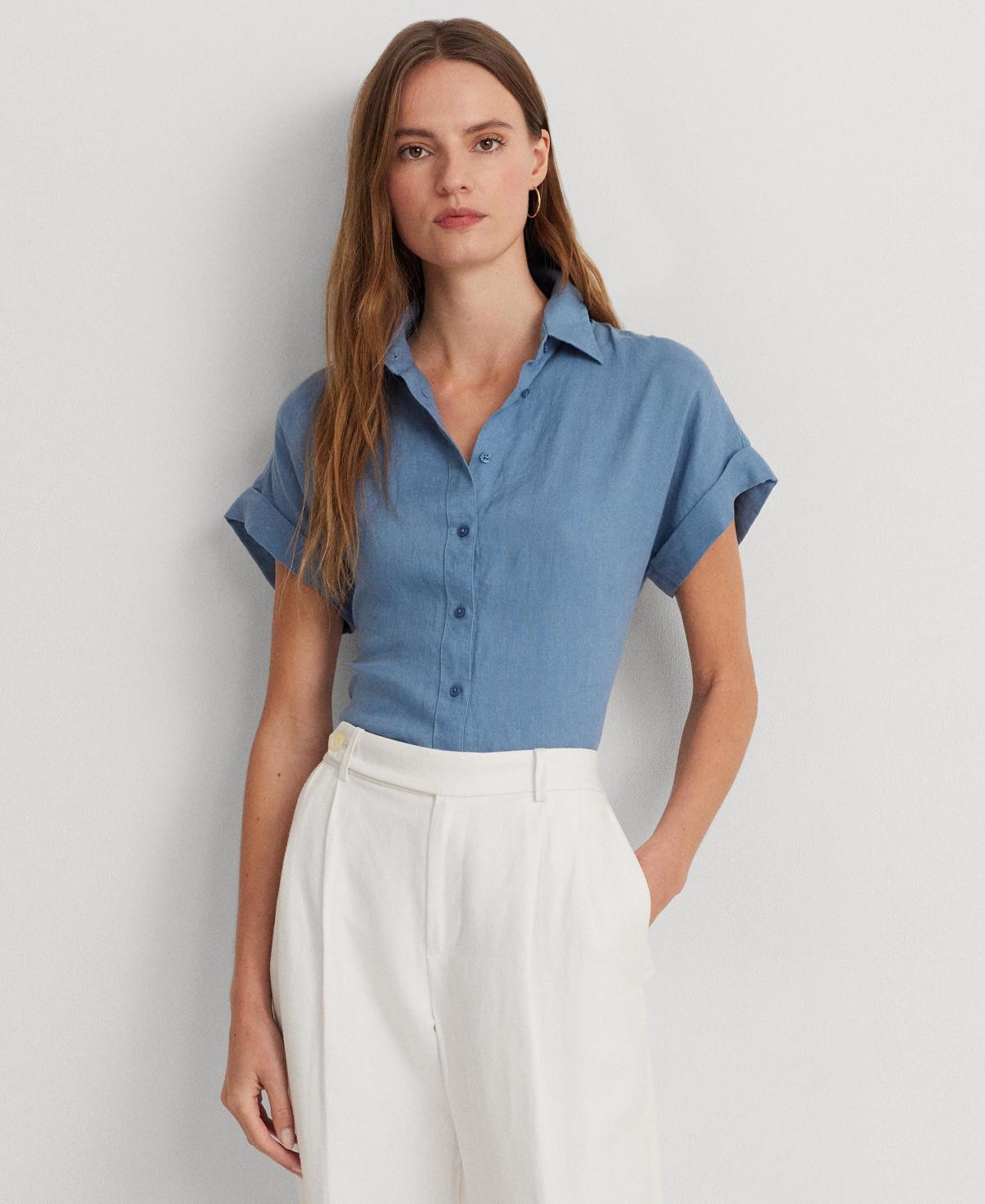 Lauren Ralph Lauren Linen Dolman-Sleeve Shirt Opal) Women's Clothing Product Image