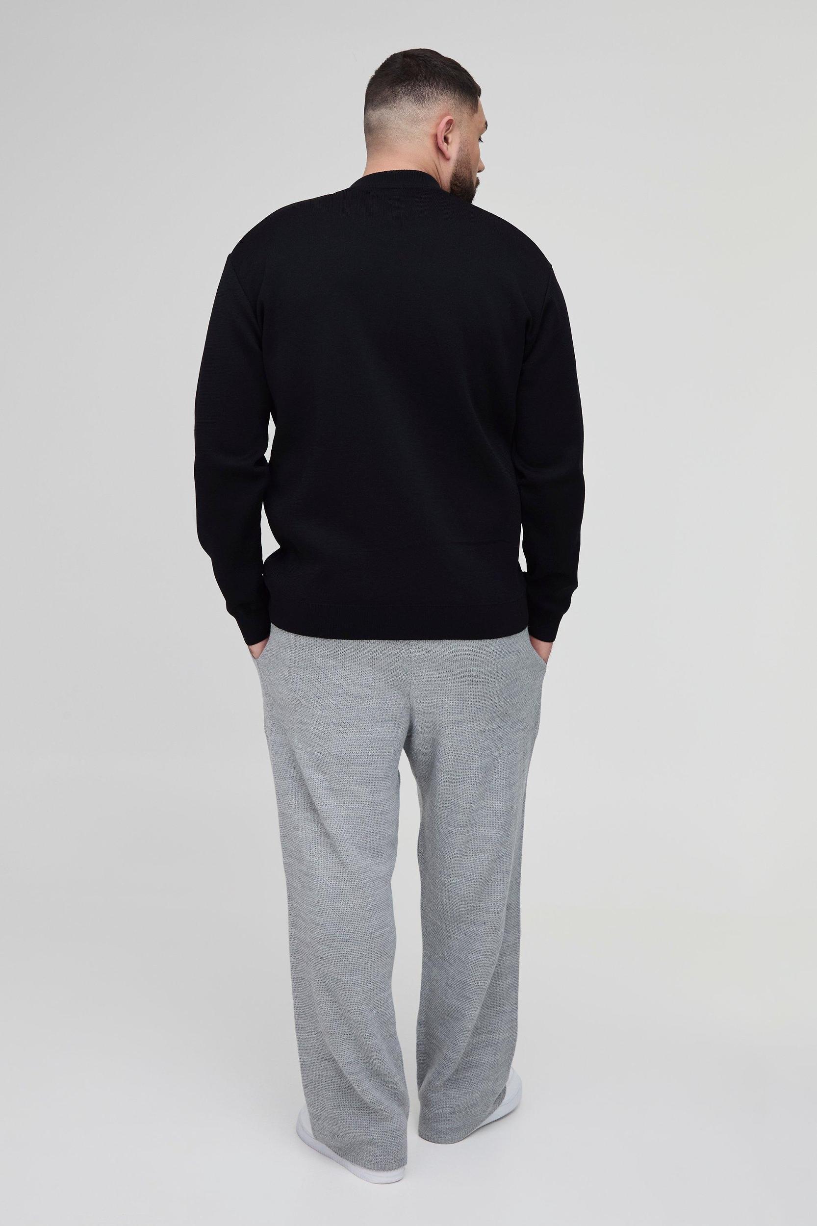 Plus Smart Knitted Bomber | boohooMAN USA Product Image