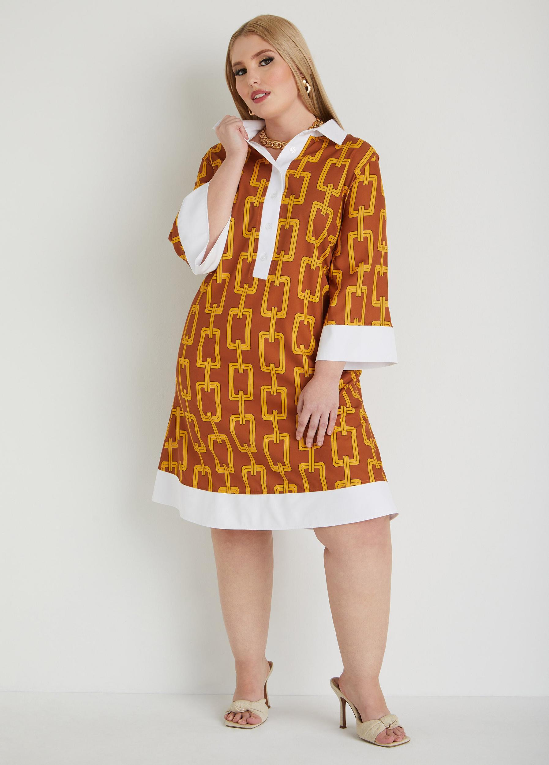 Chain Link Print Shirtdress Product Image