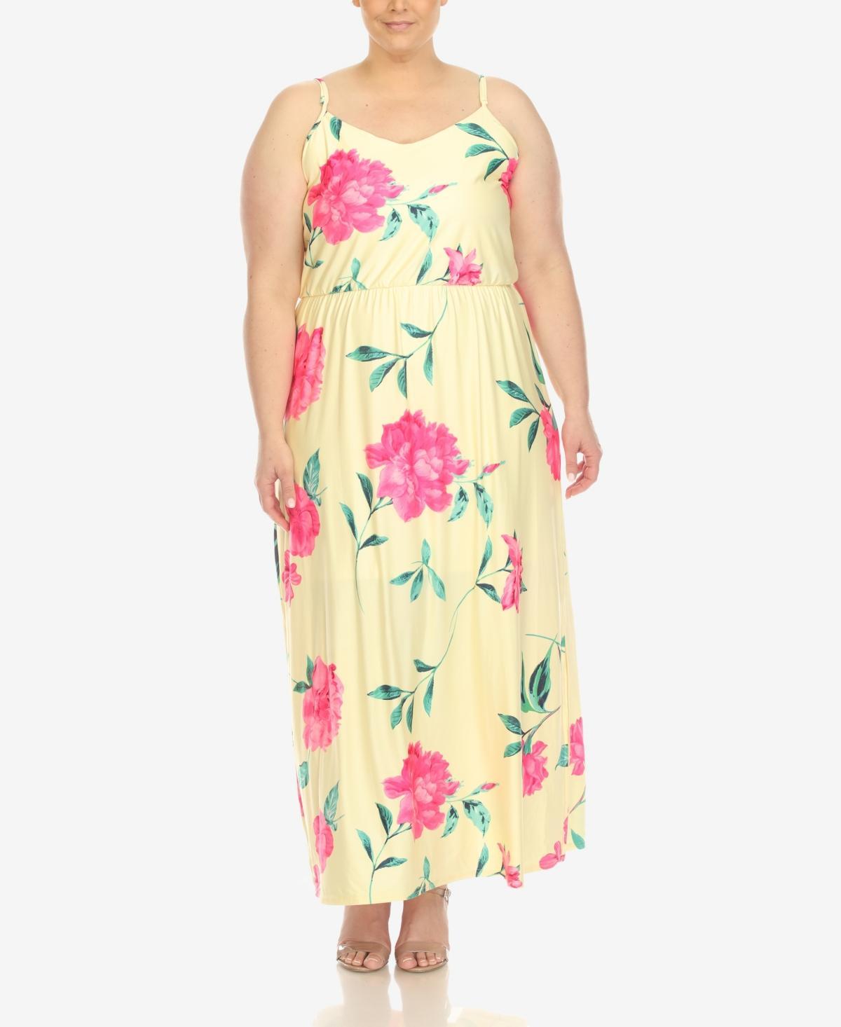 White Mark Plus Size Floral Strap Maxi Dress - Yellow Product Image