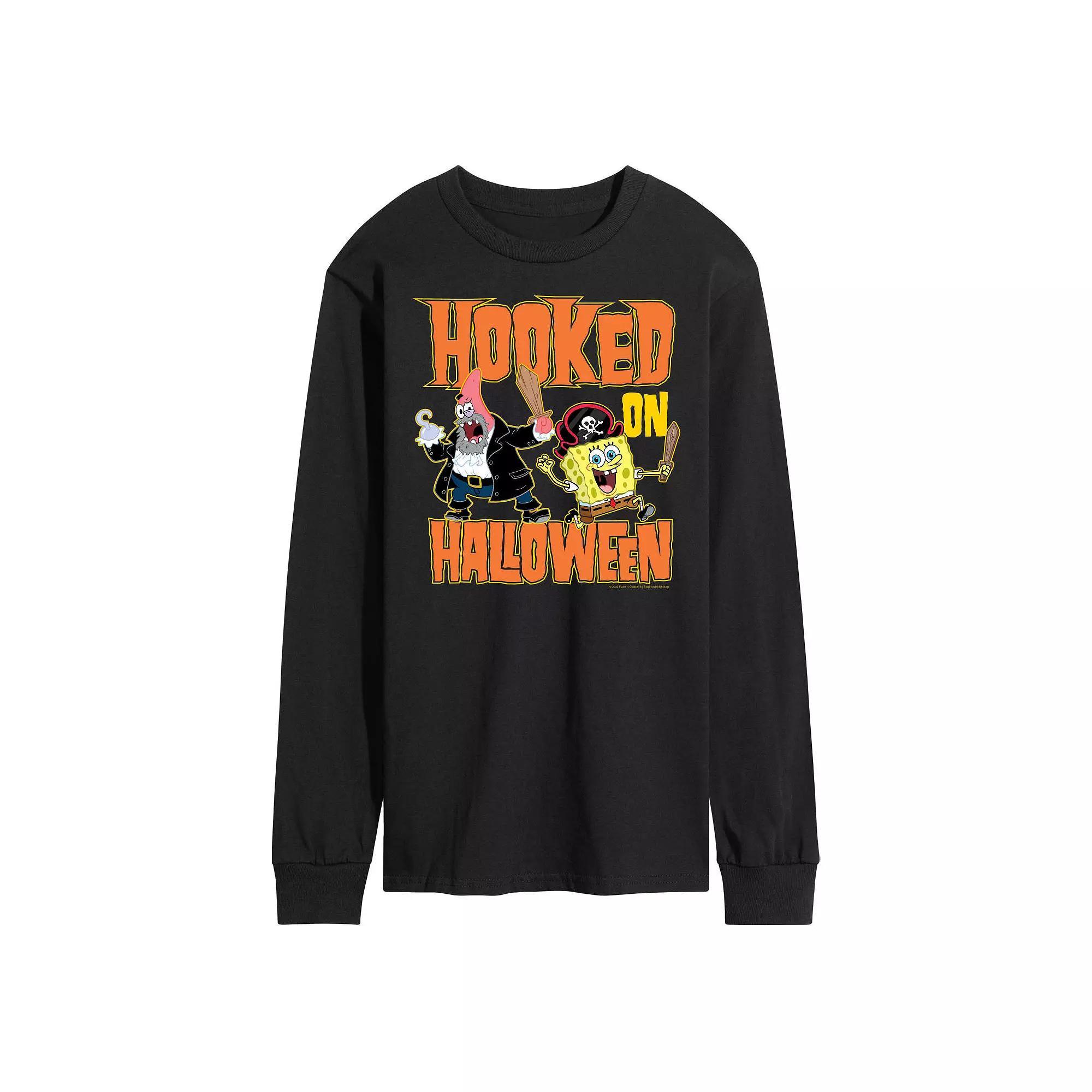 Mens SpongeBob SquarePants Hooked Halloween Long Sleeve Tee Product Image