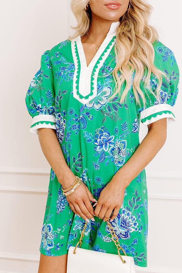 Sunday Chic Floral Mini Dress in Kelly Green Product Image