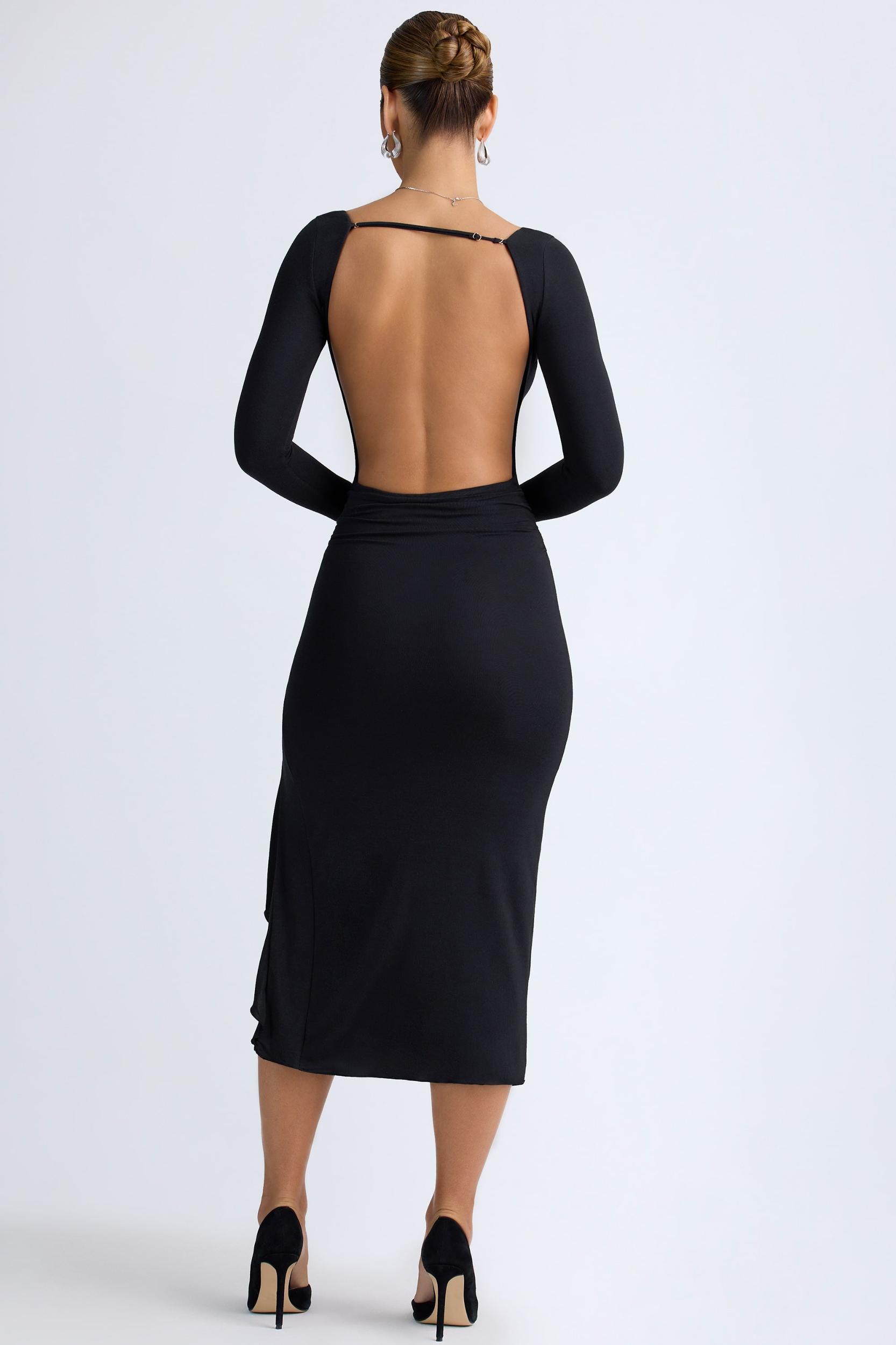 Modal Ruffled Midaxi Dress in Black Product Image
