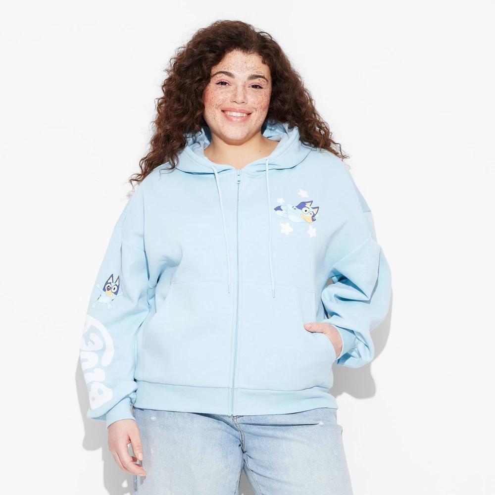 Women's Bluey Zip-Up Graphic Hoodie Sweatshirt - Blue Product Image