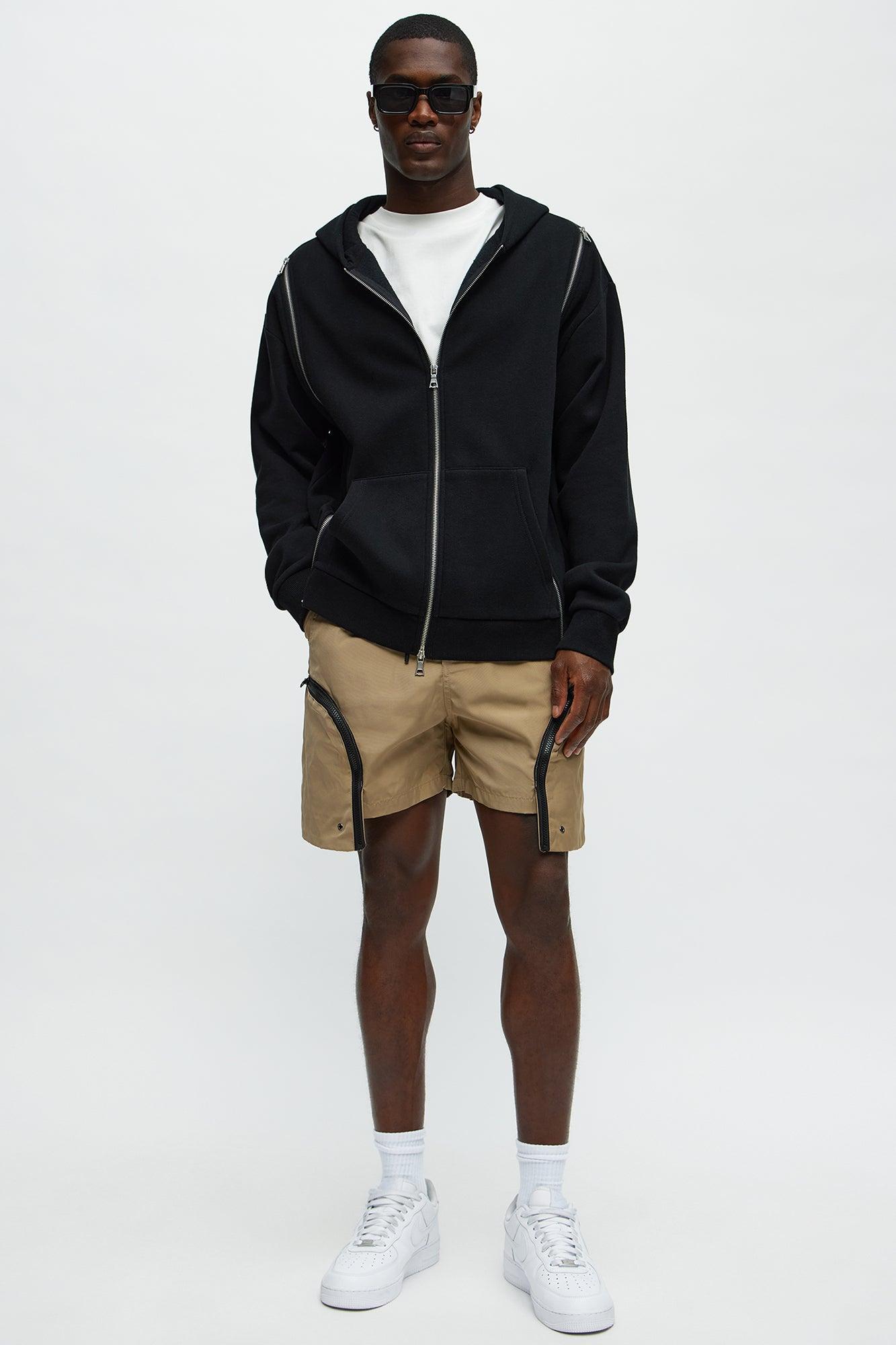 Cargo Pockets Relaxed Drawstring Shorts - Taupe Product Image