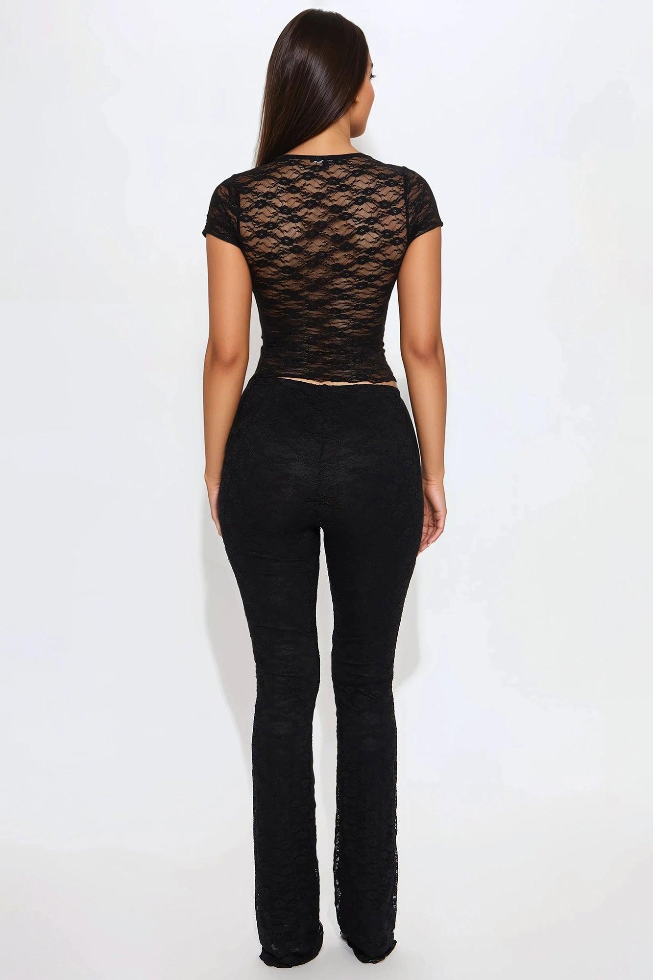 Midnight Princess Lace Pant Set - Black Product Image