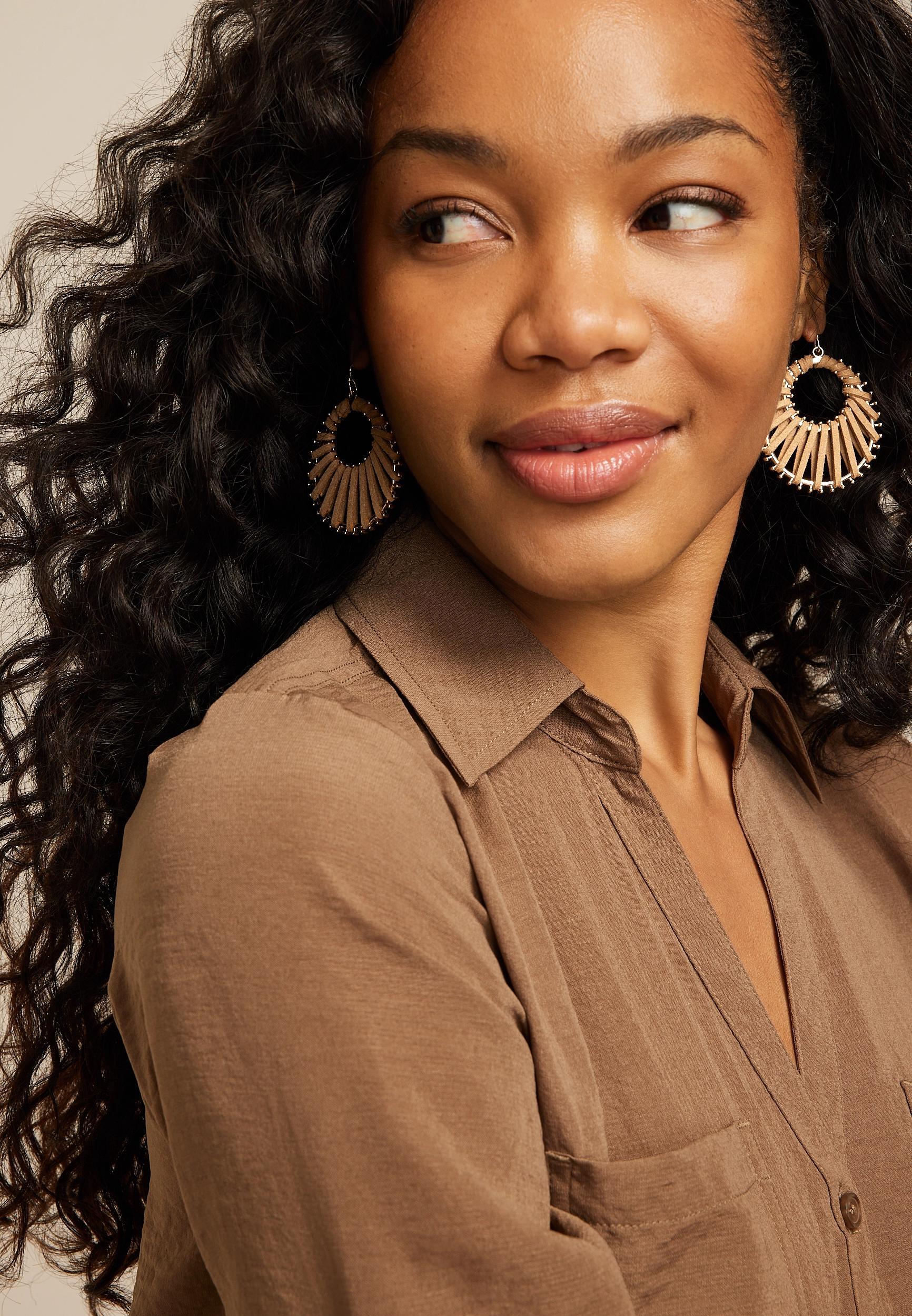 Cord Wrapped Drop Earrings Product Image