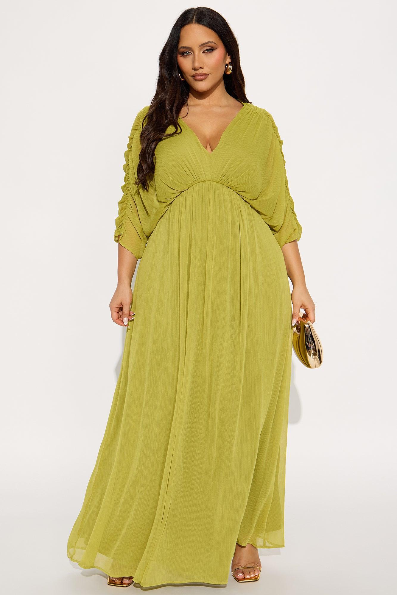 Amaya Chiffon Maxi Dress - Chartreuse Product Image