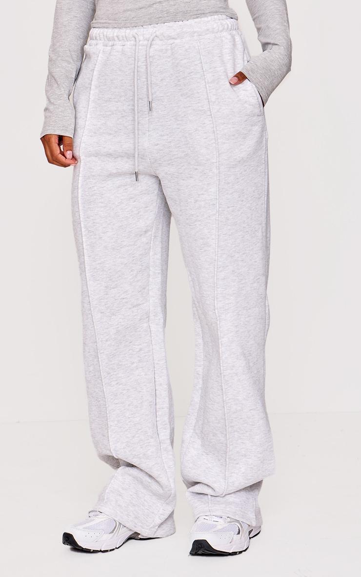 Ice Grey Oversized Pintuck Wide Leg Sweatpants Product Image