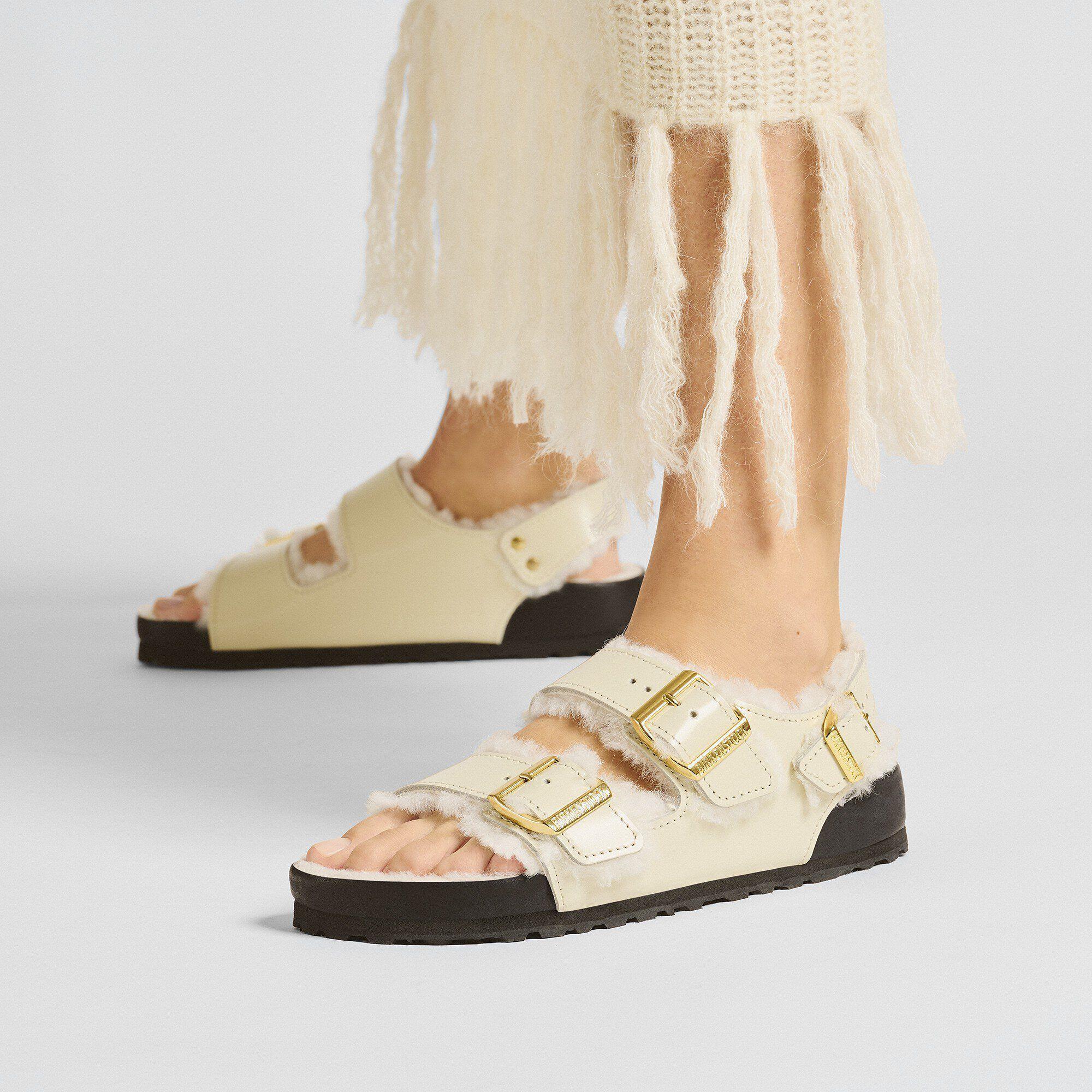 Milano Shearling Natural Leather-Shearling High Shine Ecru Product Image