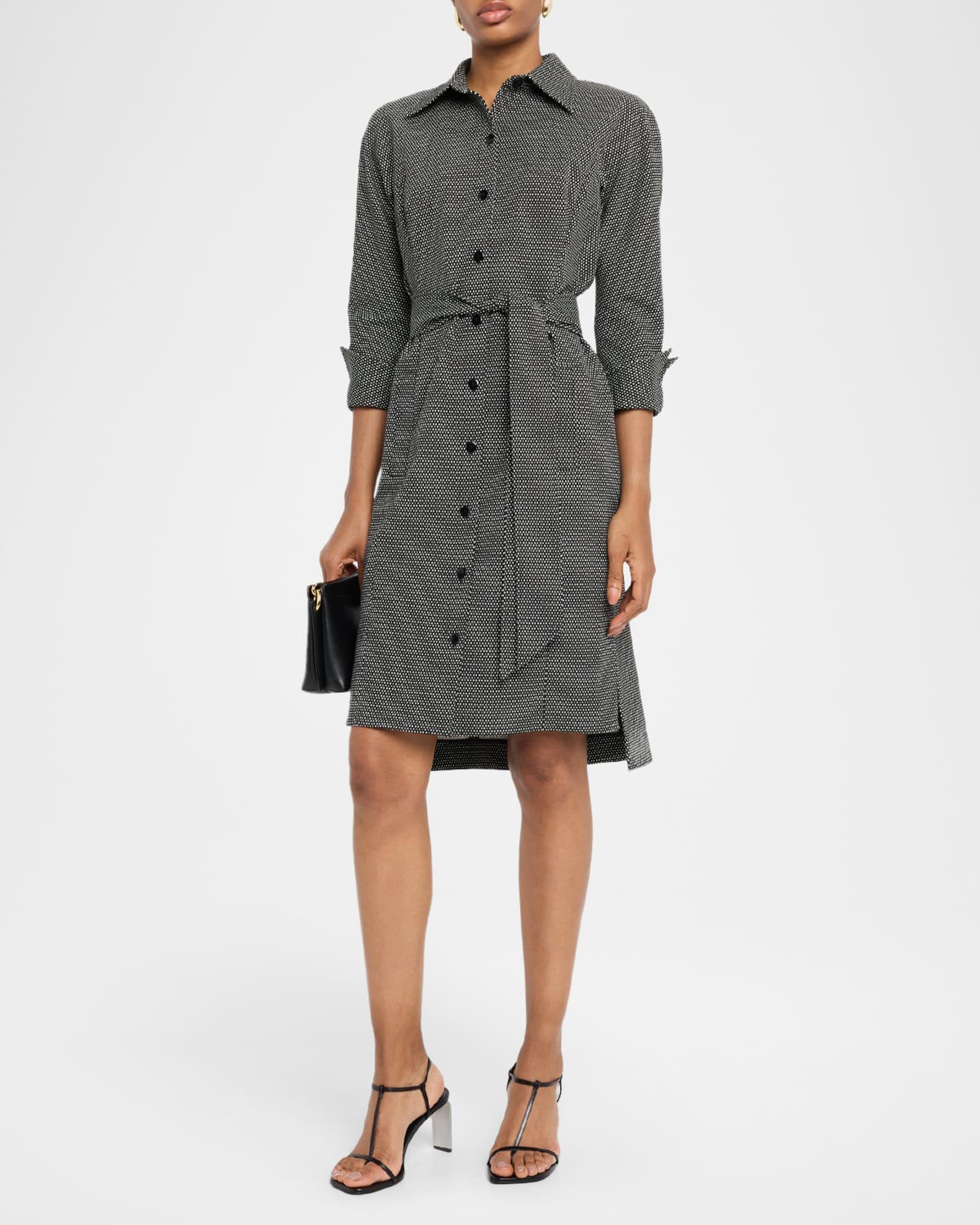 Polka Dot Stretch Twill Midi Shirtdress Product Image