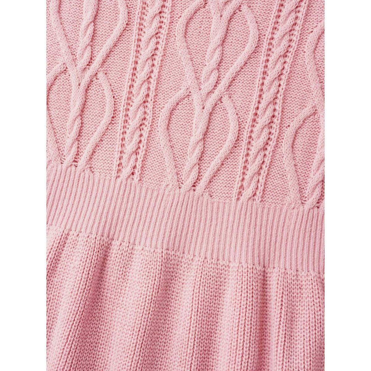 Plus Size Textured Cable-Knit Waist Cinched Pullover Nudepink Women Elegant Bodycon Long Sleeve Round Neck Everyday Pullovers BloomChic 18-20/2X Product Image
