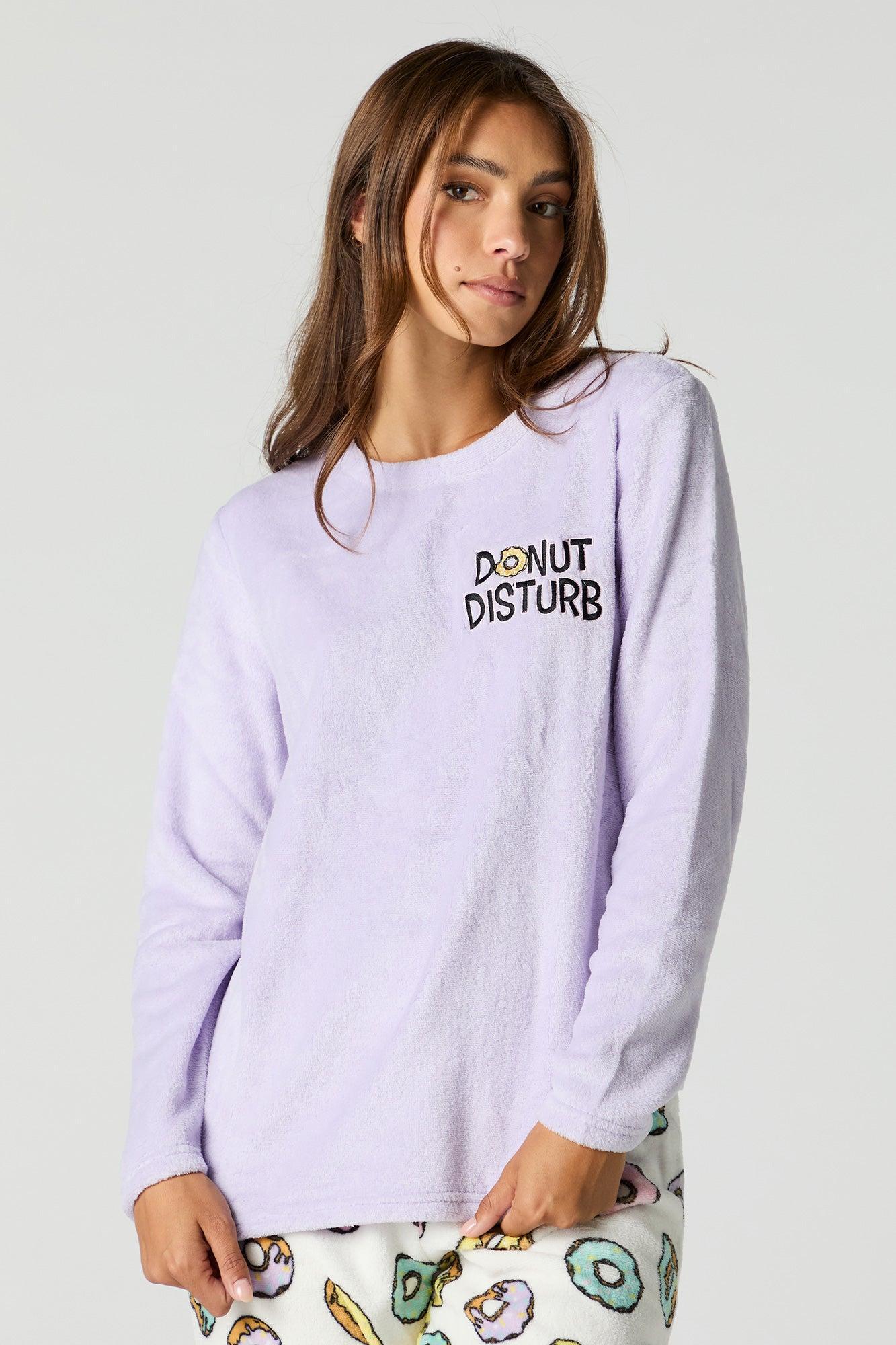Plush Long Sleeve Top and Pant 2 Piece Pajama Set Female Product Image