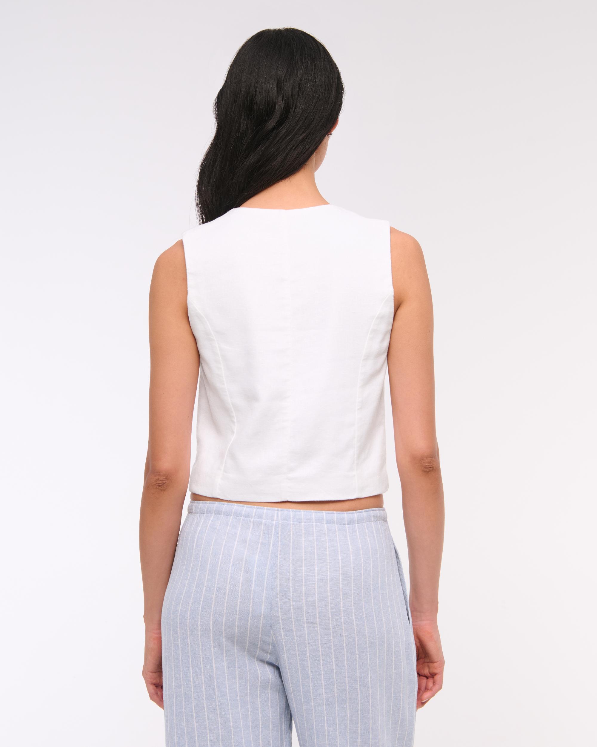 Tie-Front Linen-Blend Vest Product Image