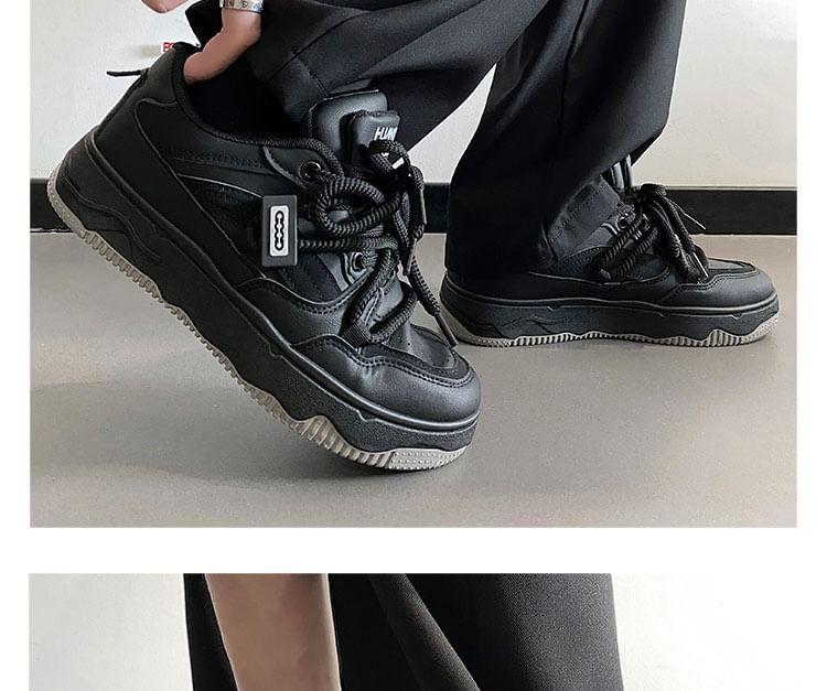 Lettering Lace-Up Platform Sneakers Product Image