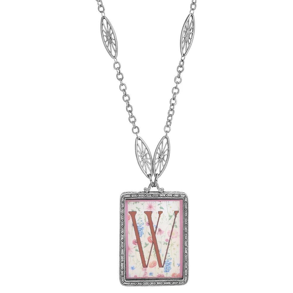 1928 Floral Motif Initial Pendant, Women's Product Image
