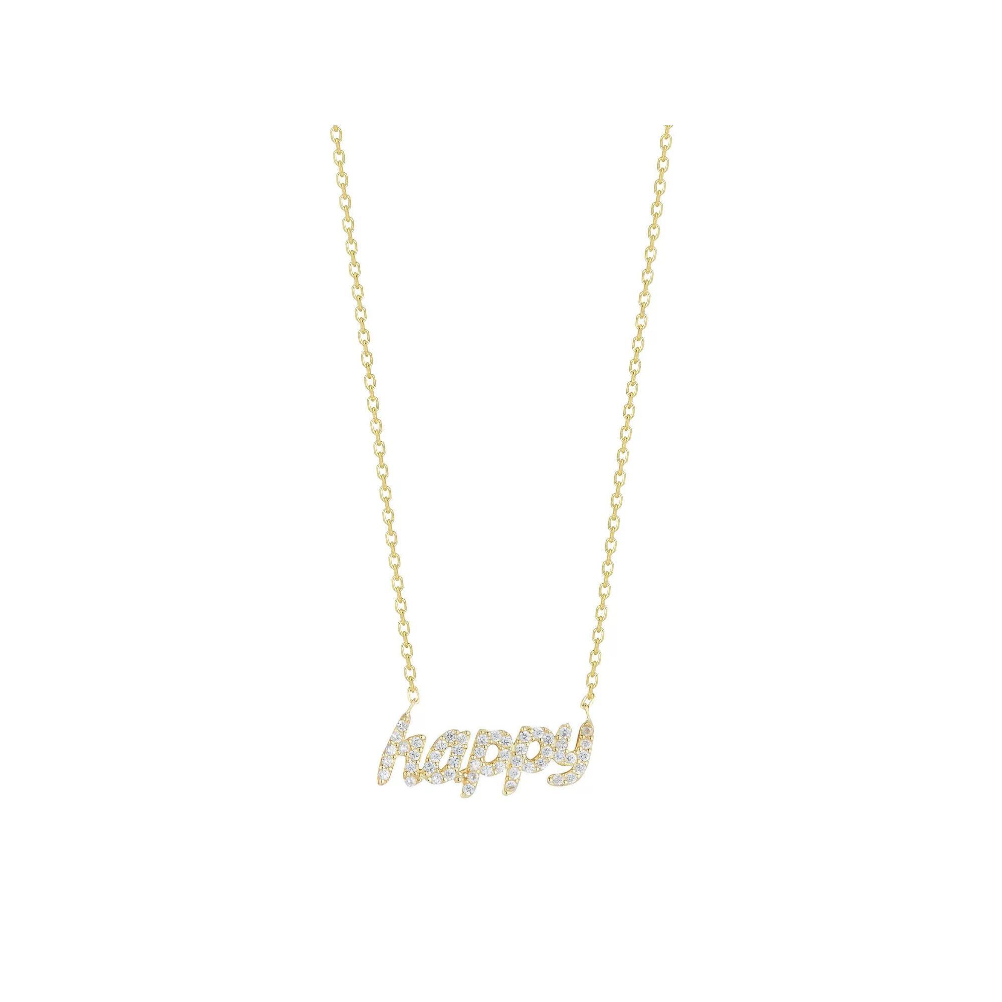 Sunkissed Sterling Cubic Zirconia "Happy" Necklace, Women's, Gold Tone Product Image