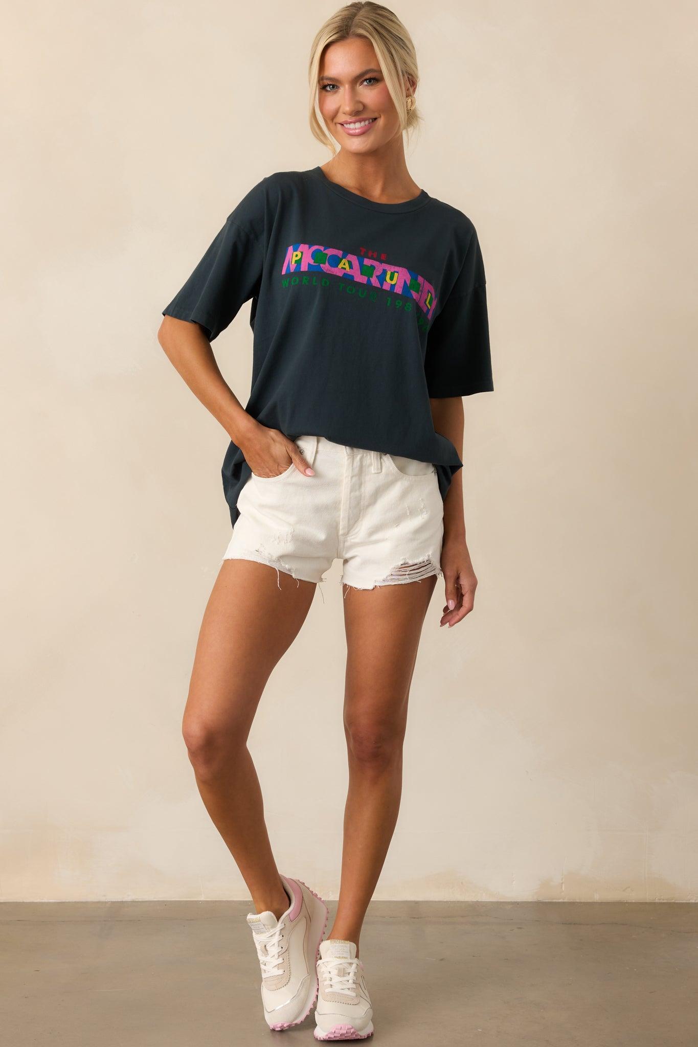 Z Supply Off White Classic Hi Rise Denim Short Product Image
