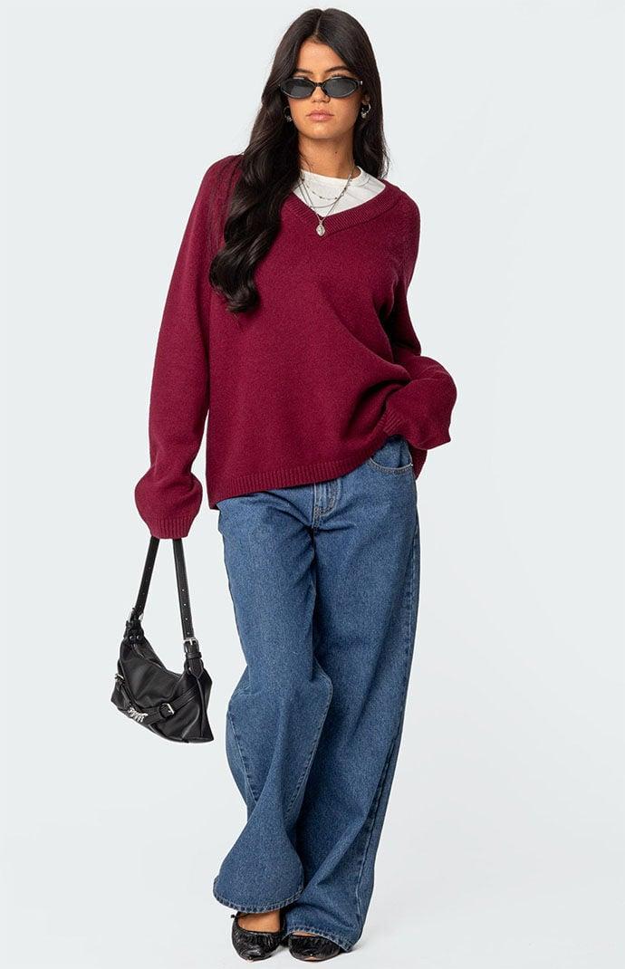 Edikted Women's Martha Oversized V Neck Sweater Product Image