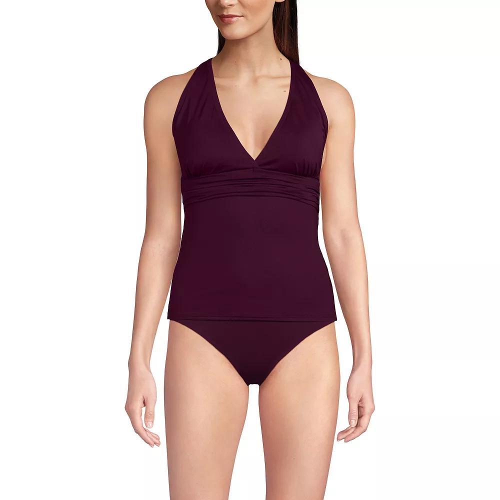 Women's Lands' End V-Neck Plunge X-Back Tankini Top, Size: XL, Dark Red Product Image